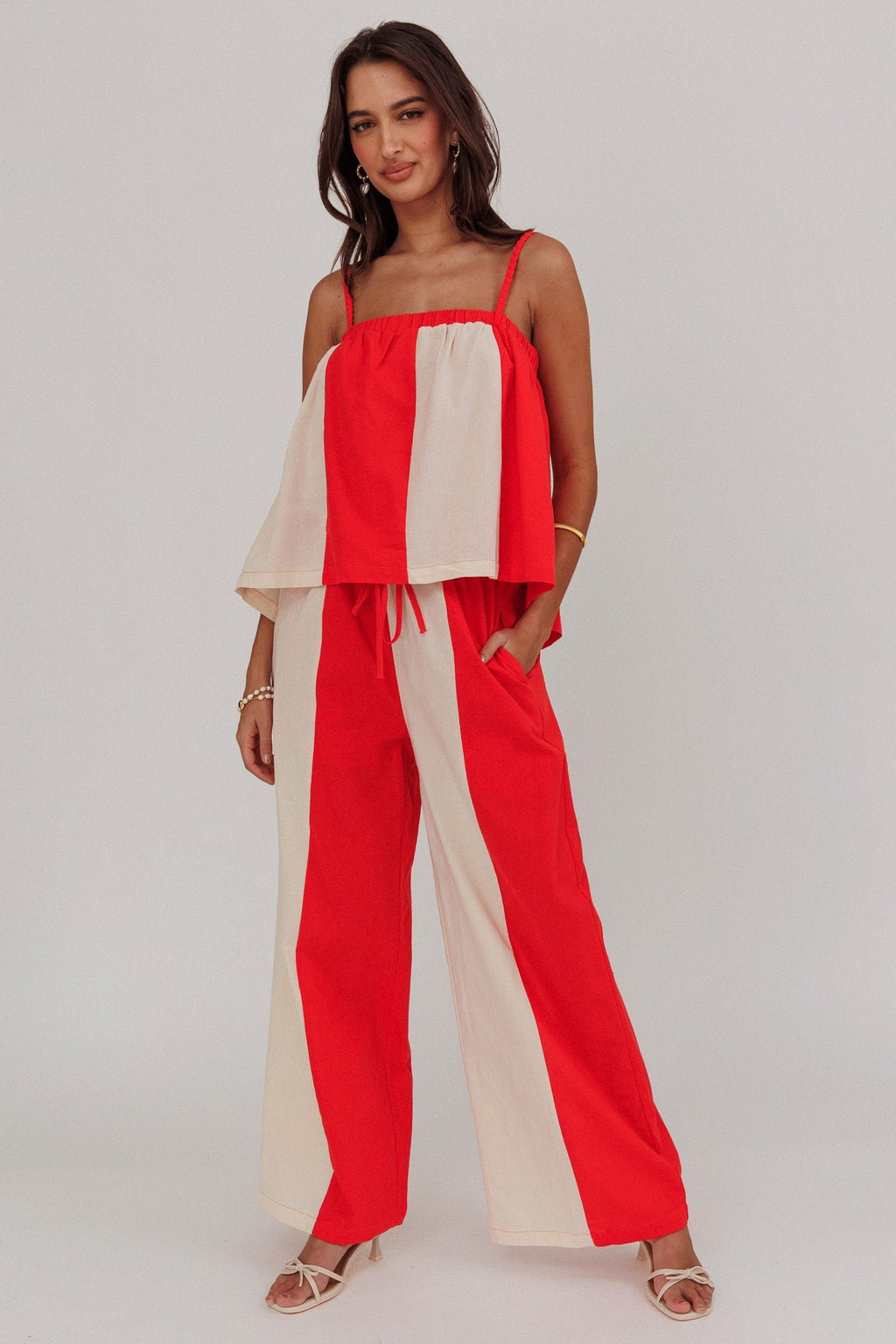Dream Girl Contrast Wide Leg Pant Tomato Red by Selfie Leslie Australia