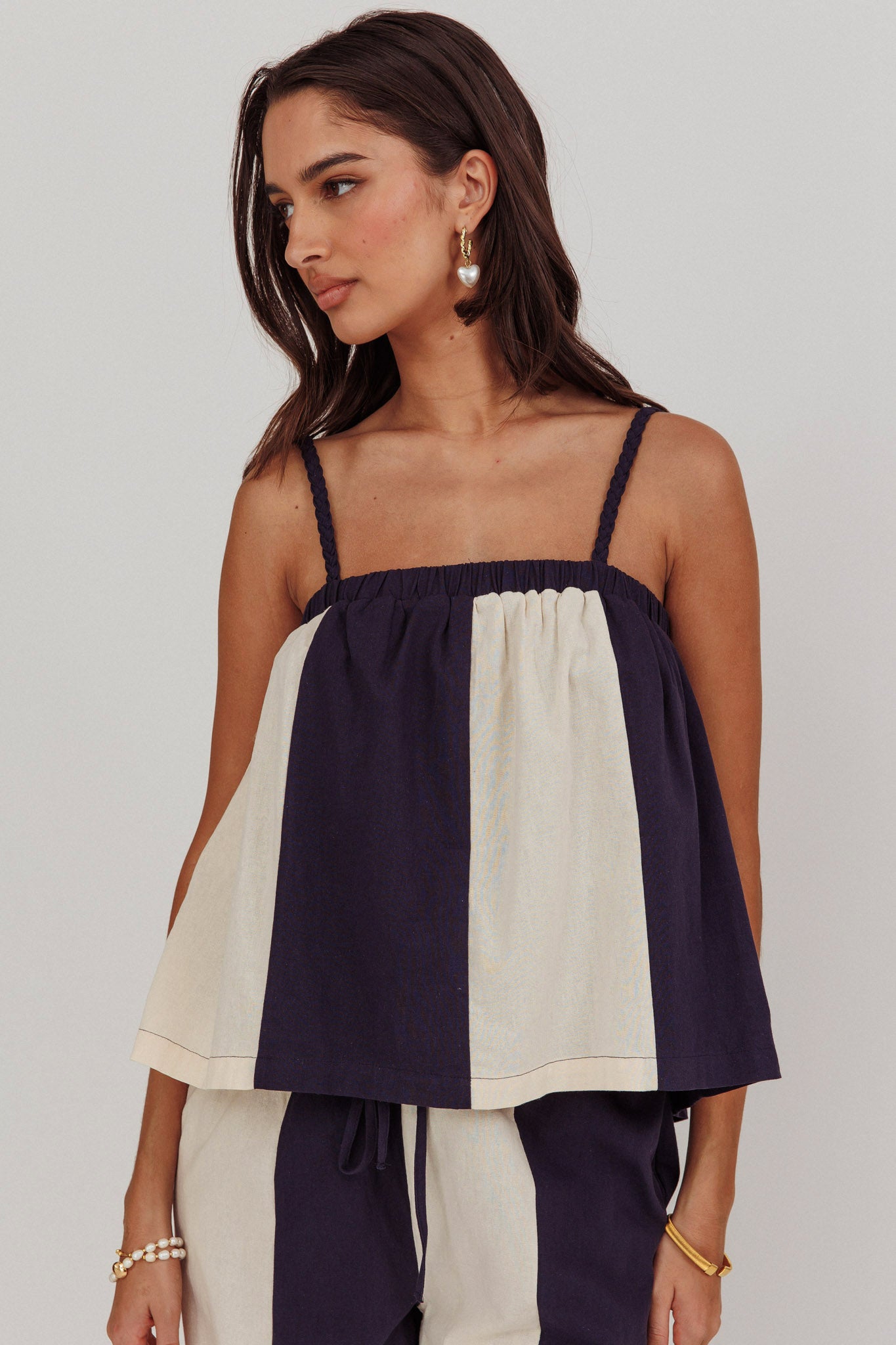 Dream Girl Braided Strap Contrast Top Midnight by Selfie Leslie Australia