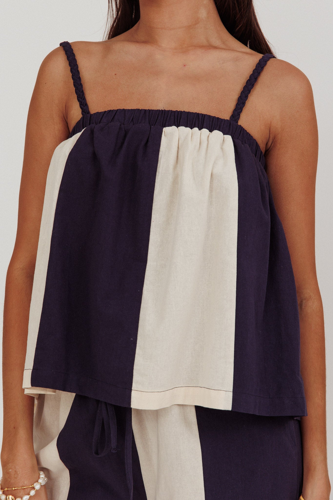Dream Girl Braided Strap Contrast Top Midnight by Selfie Leslie Australia