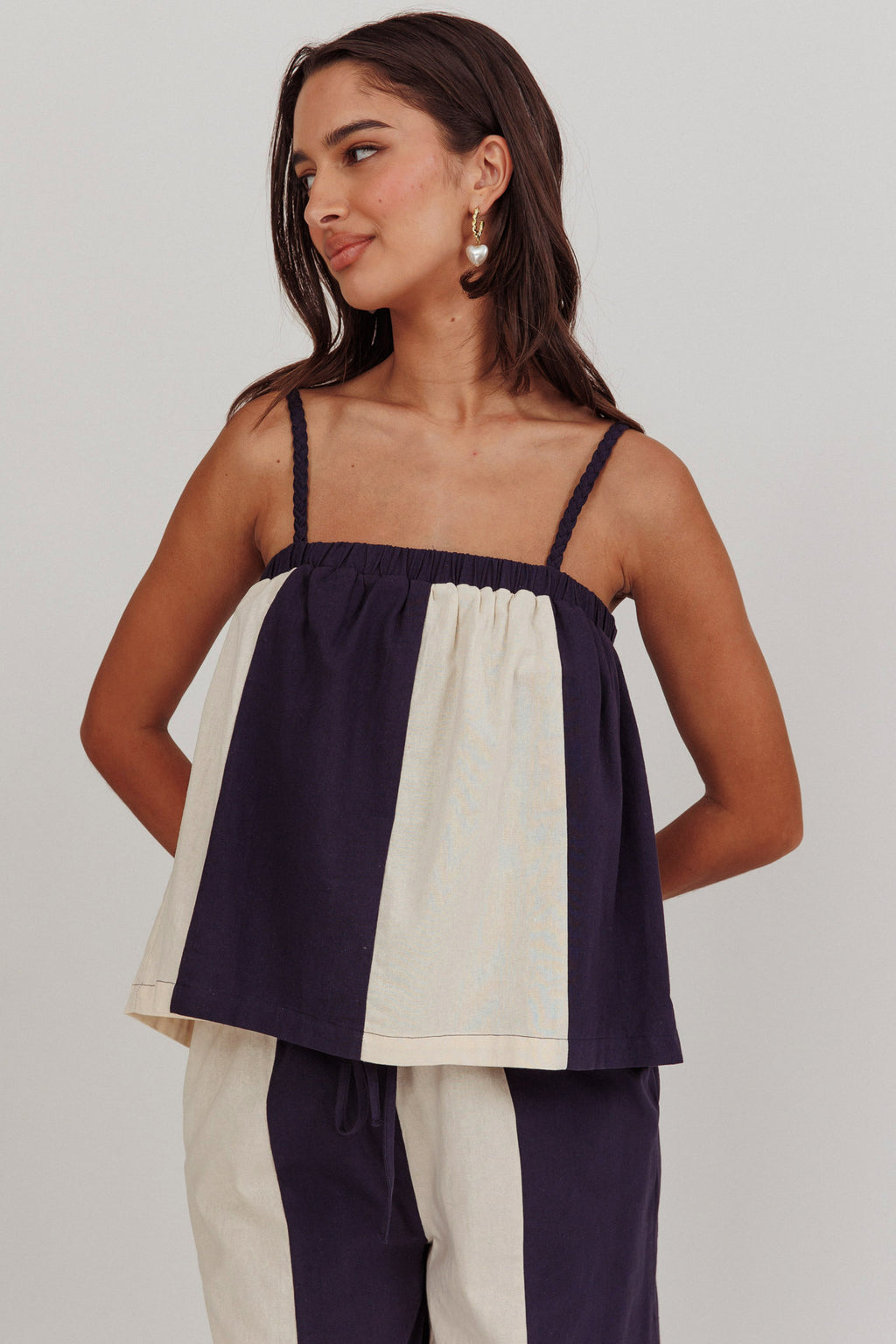 Dream Girl Braided Strap Contrast Top Midnight by Selfie Leslie Australia