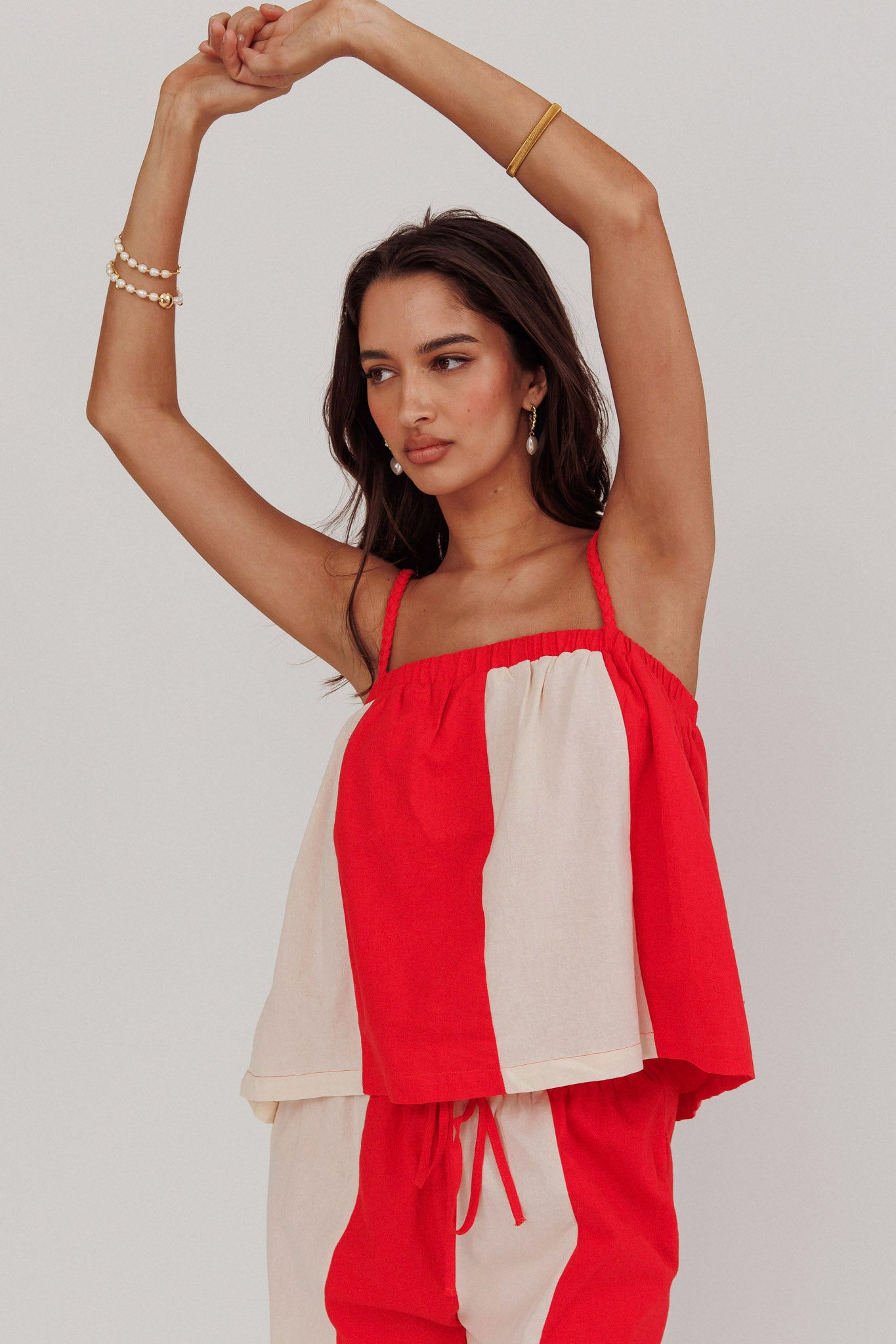 Dream Girl Braided Strap Contrast Top Tomato Red by Selfie Leslie Australia