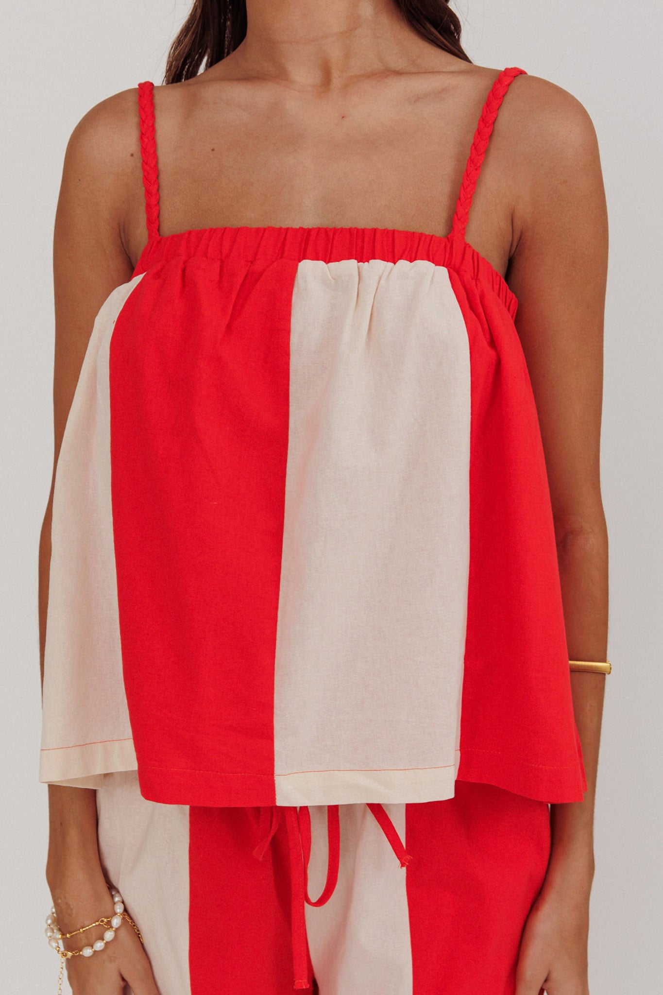 Dream Girl Braided Strap Contrast Top Tomato Red by Selfie Leslie Australia