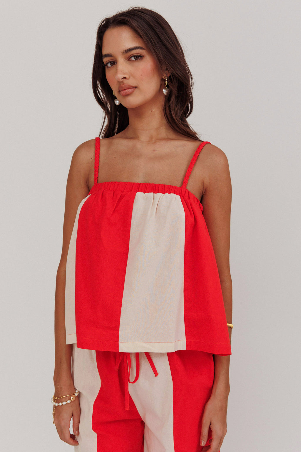 Dream Girl Braided Strap Contrast Top Tomato Red by Selfie Leslie Australia
