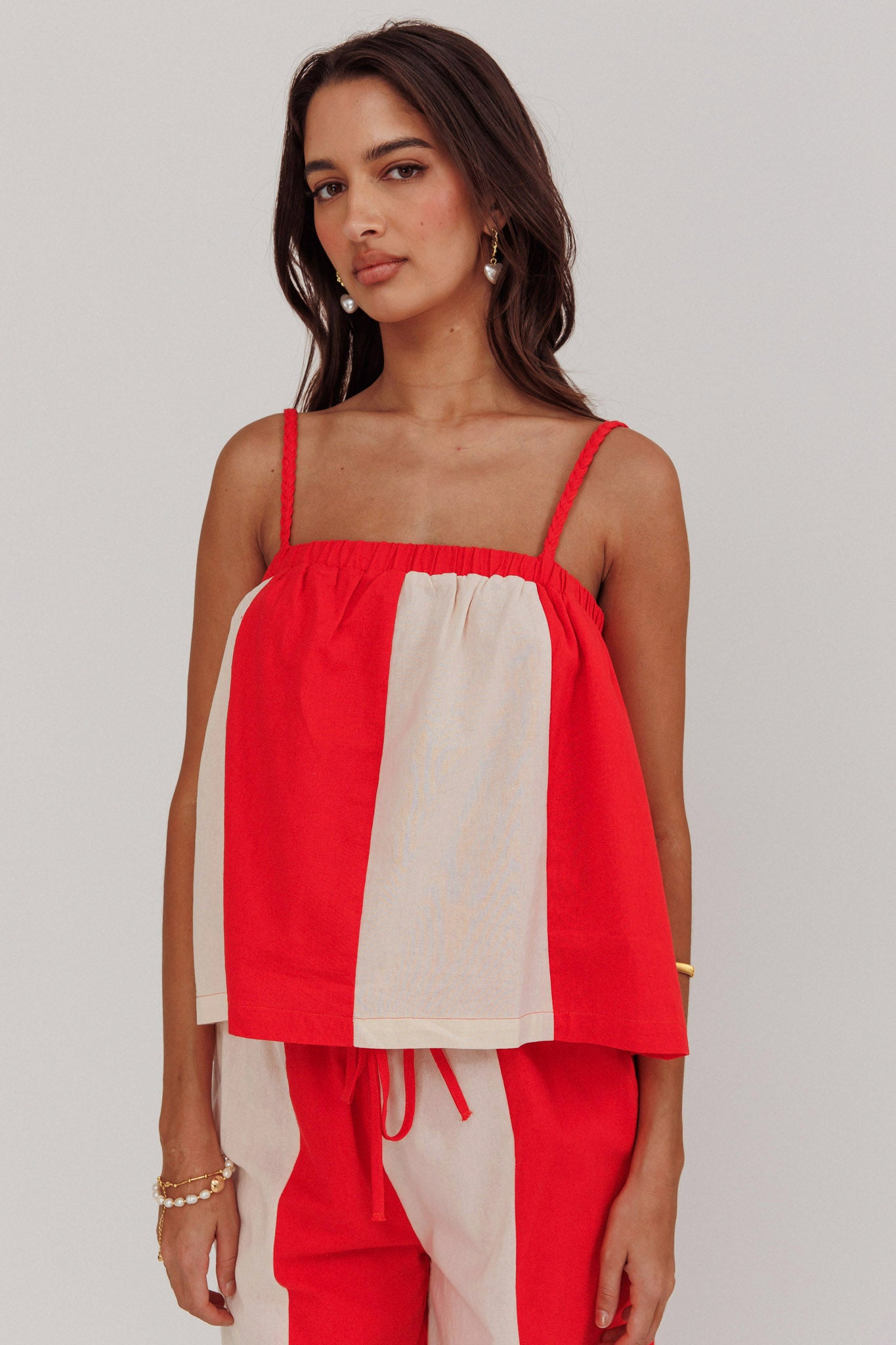 Dream Girl Braided Strap Contrast Top Tomato Red by Selfie Leslie Australia
