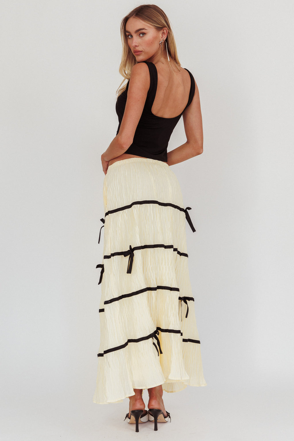 Tunnel Of Love Contrast Bow A-Line Maxi Skirt Natural by Selfie Leslie Australia
