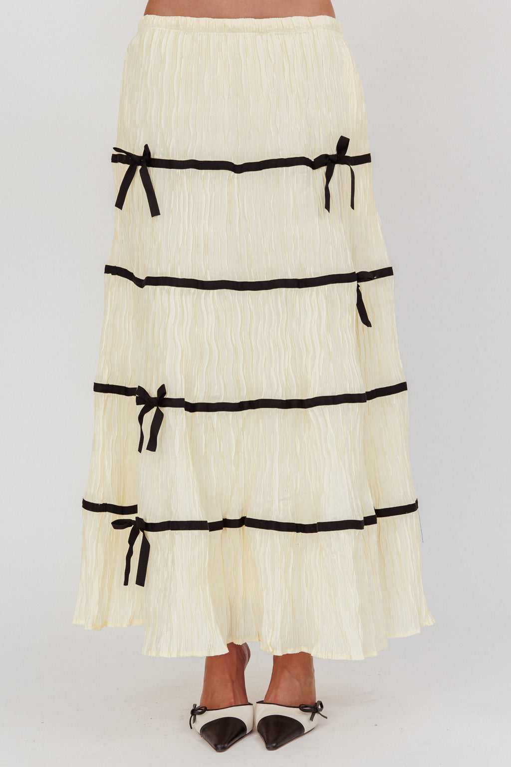 Tunnel Of Love Contrast Bow A-Line Maxi Skirt Natural by Selfie Leslie Australia