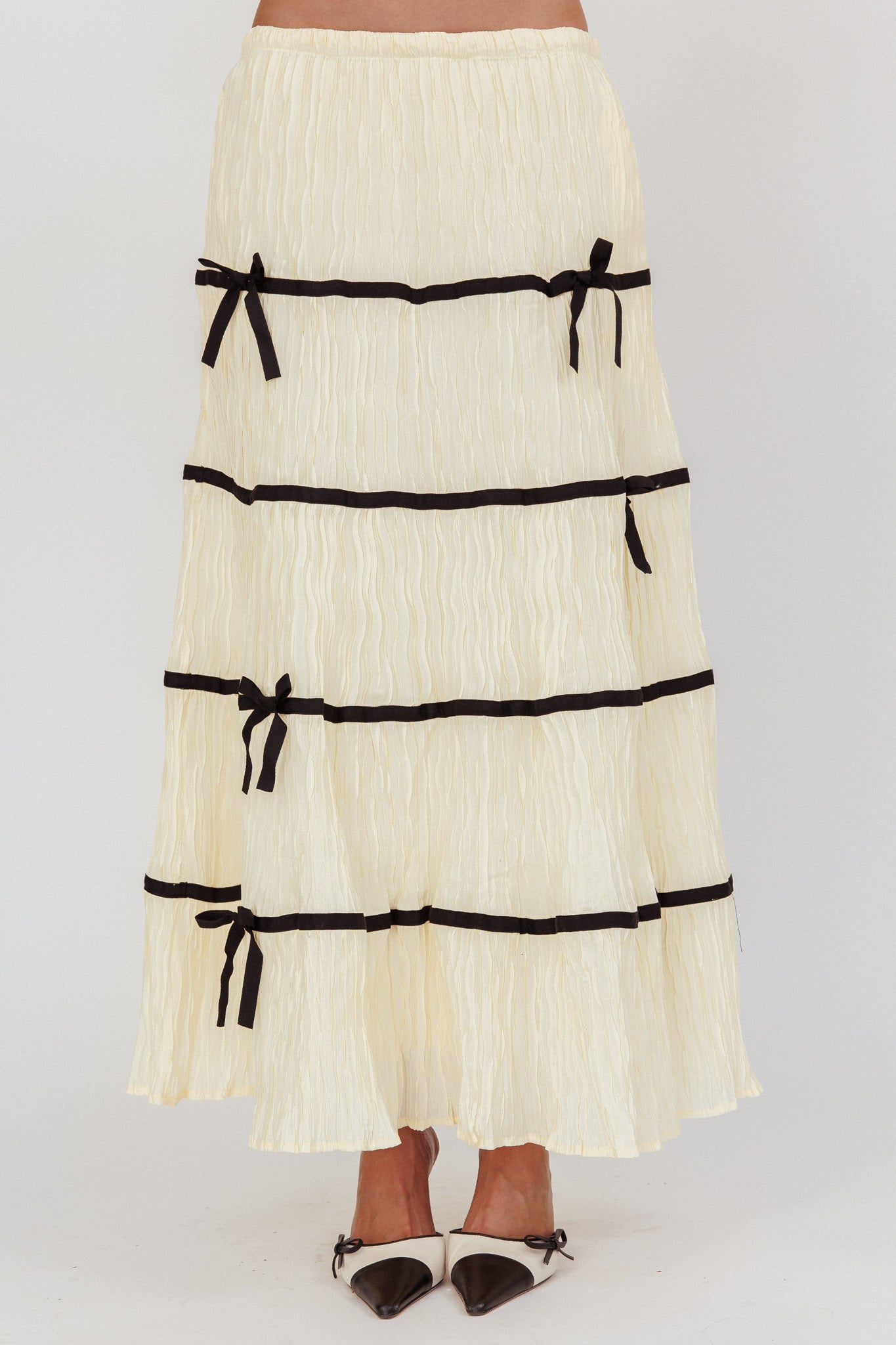 Tunnel Of Love Contrast Bow A-Line Maxi Skirt Natural by Selfie Leslie Australia