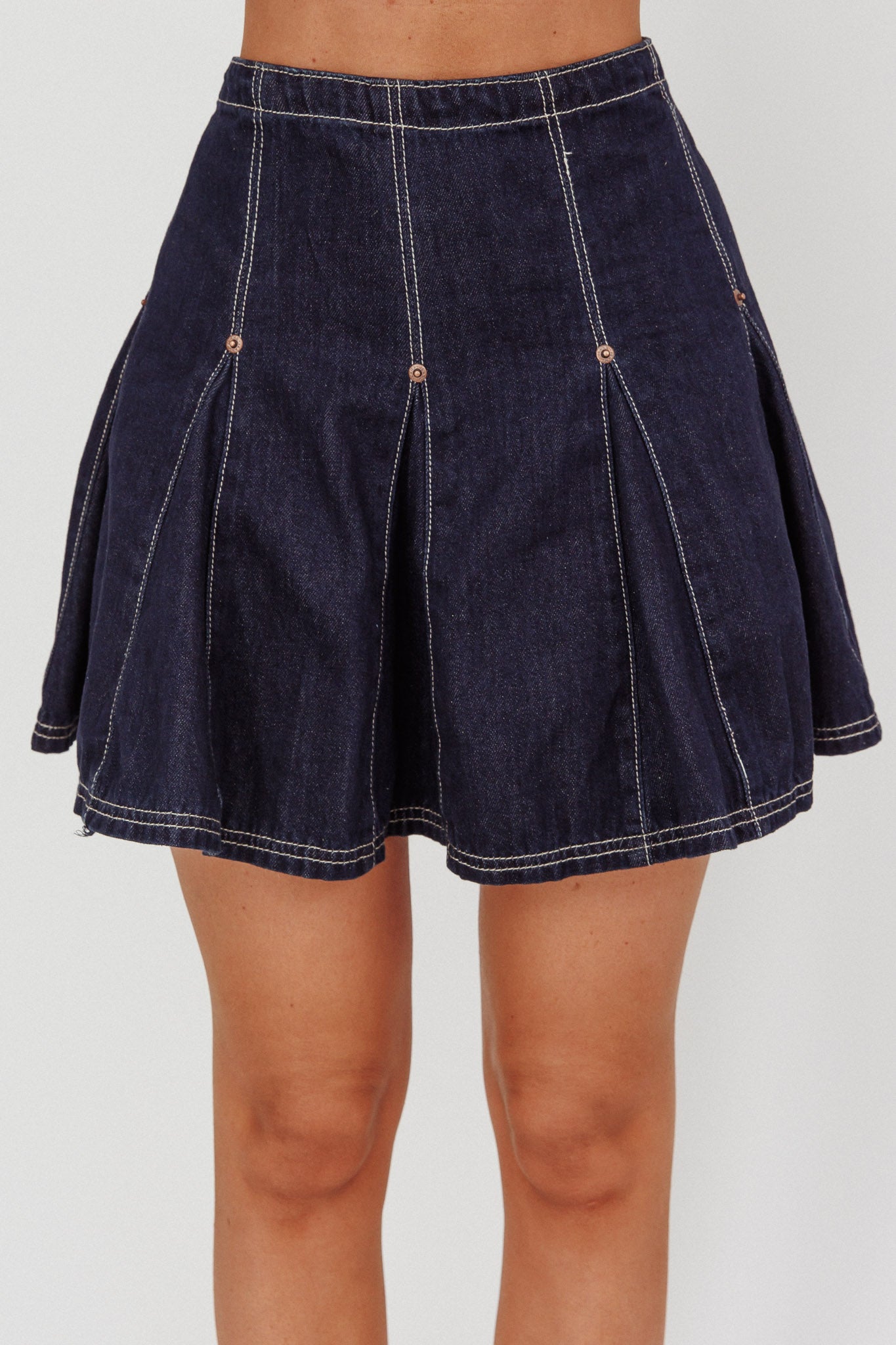 Zana Pleat Mini Skirt Dark Denim by Selfie Leslie Australia