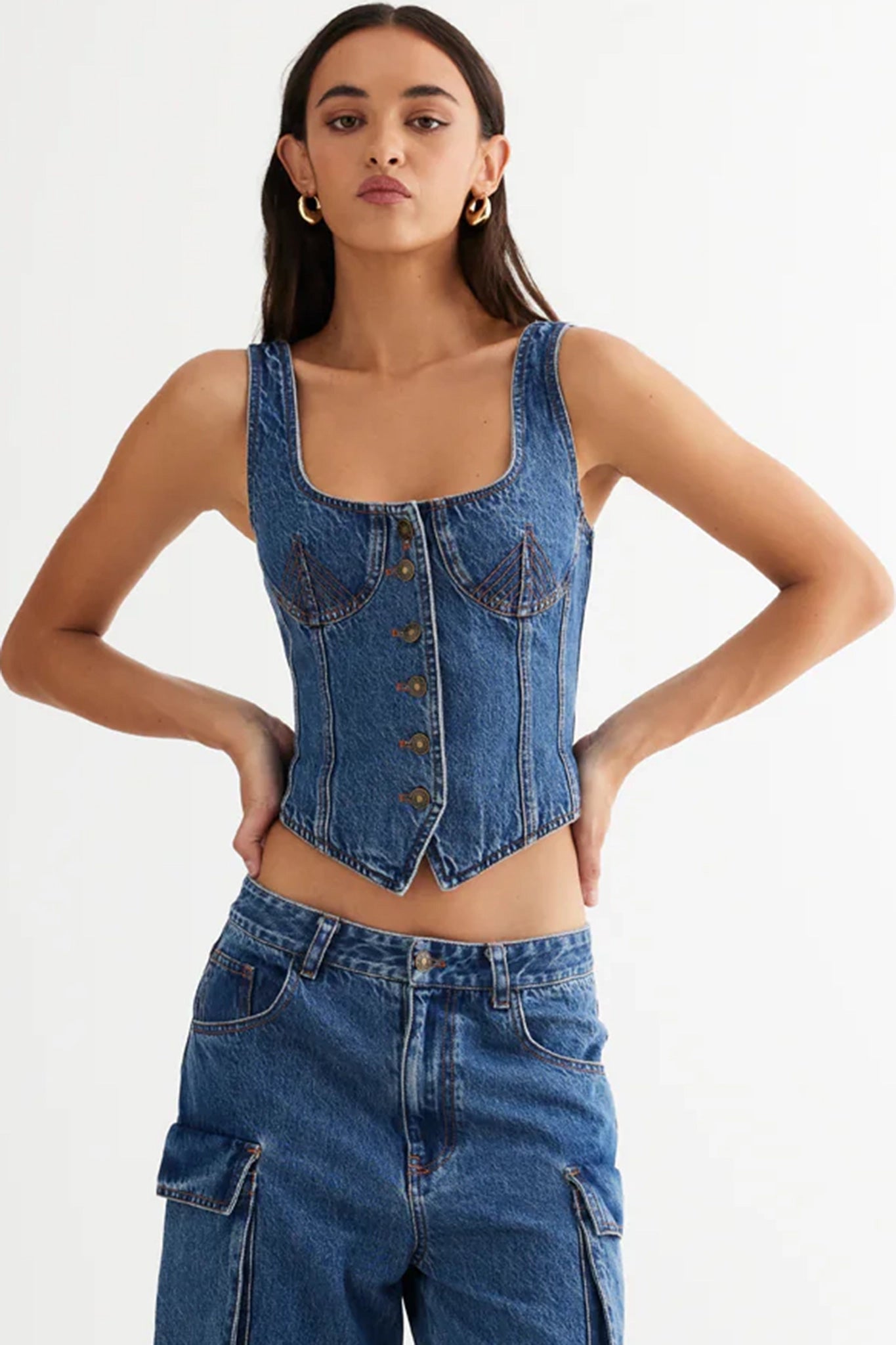 LIONESS After Hours Corset Blue Denim by Selfie Leslie Australia