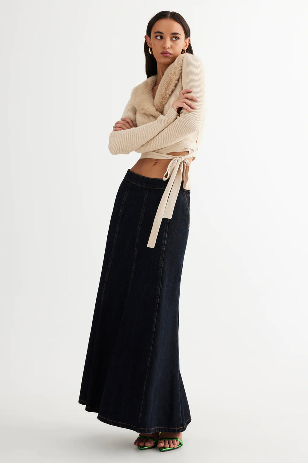 LIONESS Off Duty Wrap Top Beige by Selfie Leslie Australia