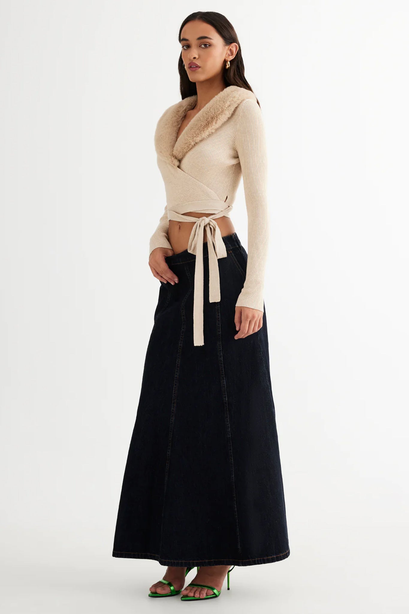 LIONESS Off Duty Wrap Top Beige by Selfie Leslie Australia