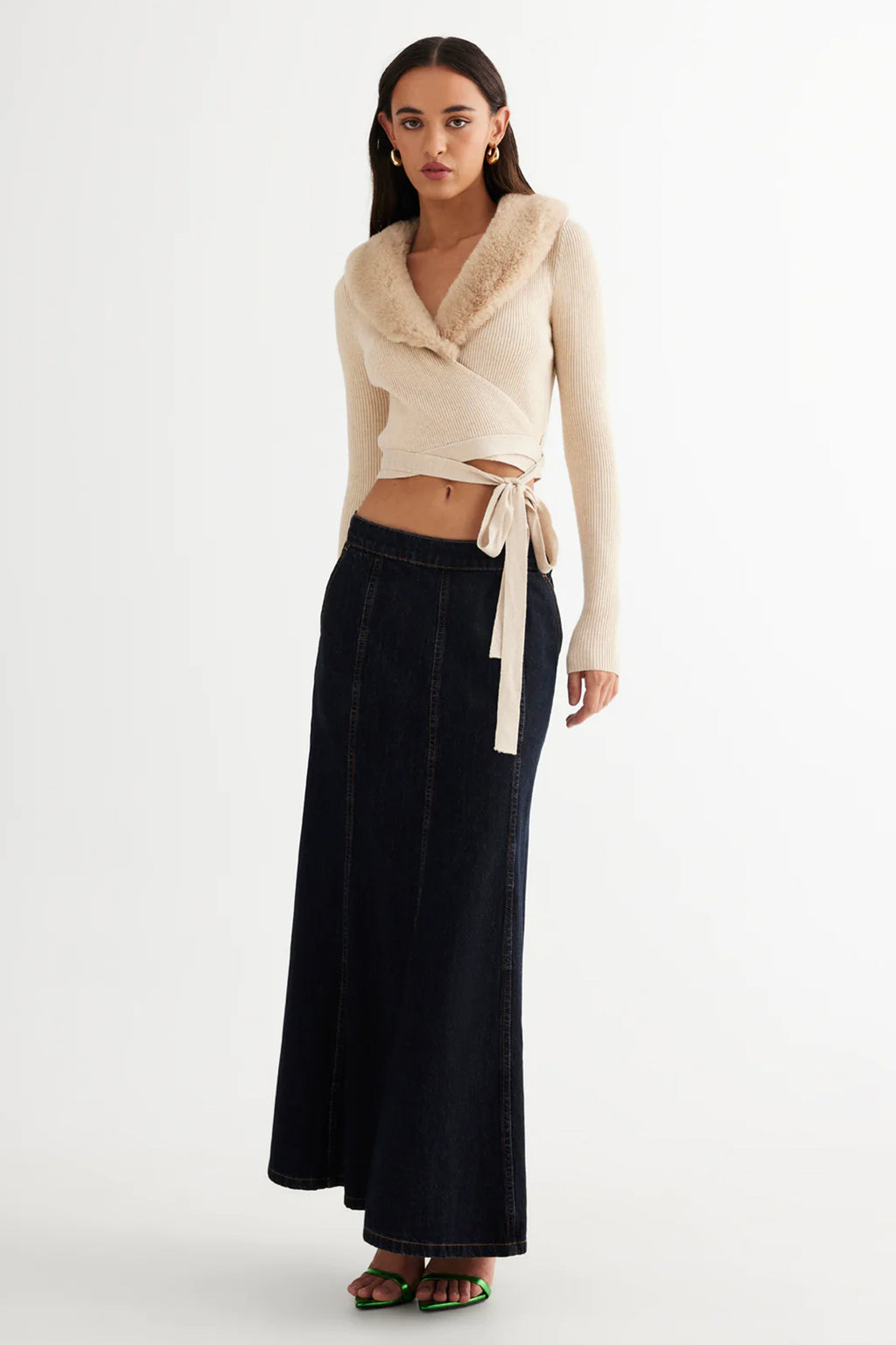 LIONESS Off Duty Wrap Top Beige by Selfie Leslie Australia