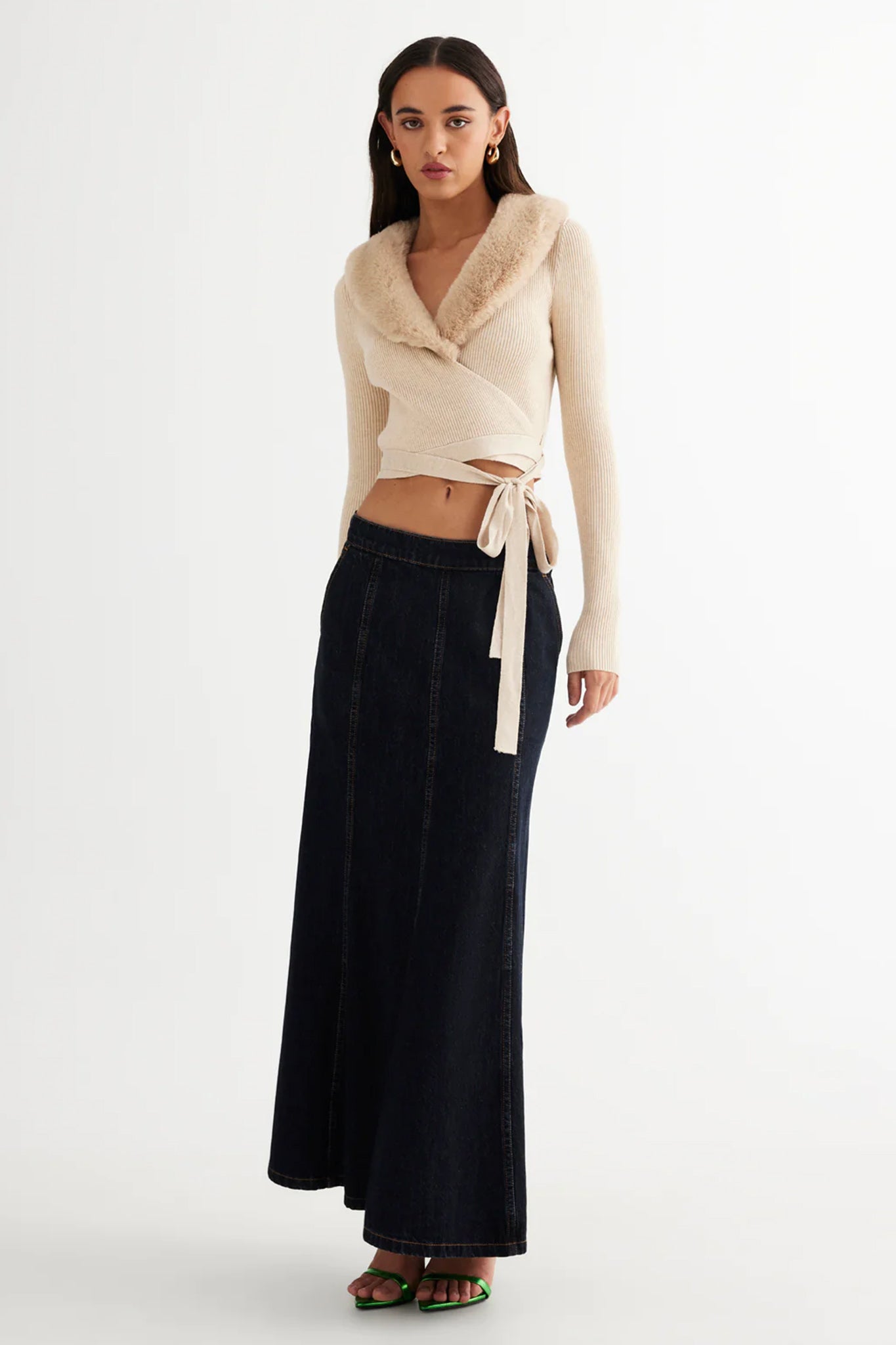 LIONESS Off Duty Wrap Top Beige by Selfie Leslie Australia