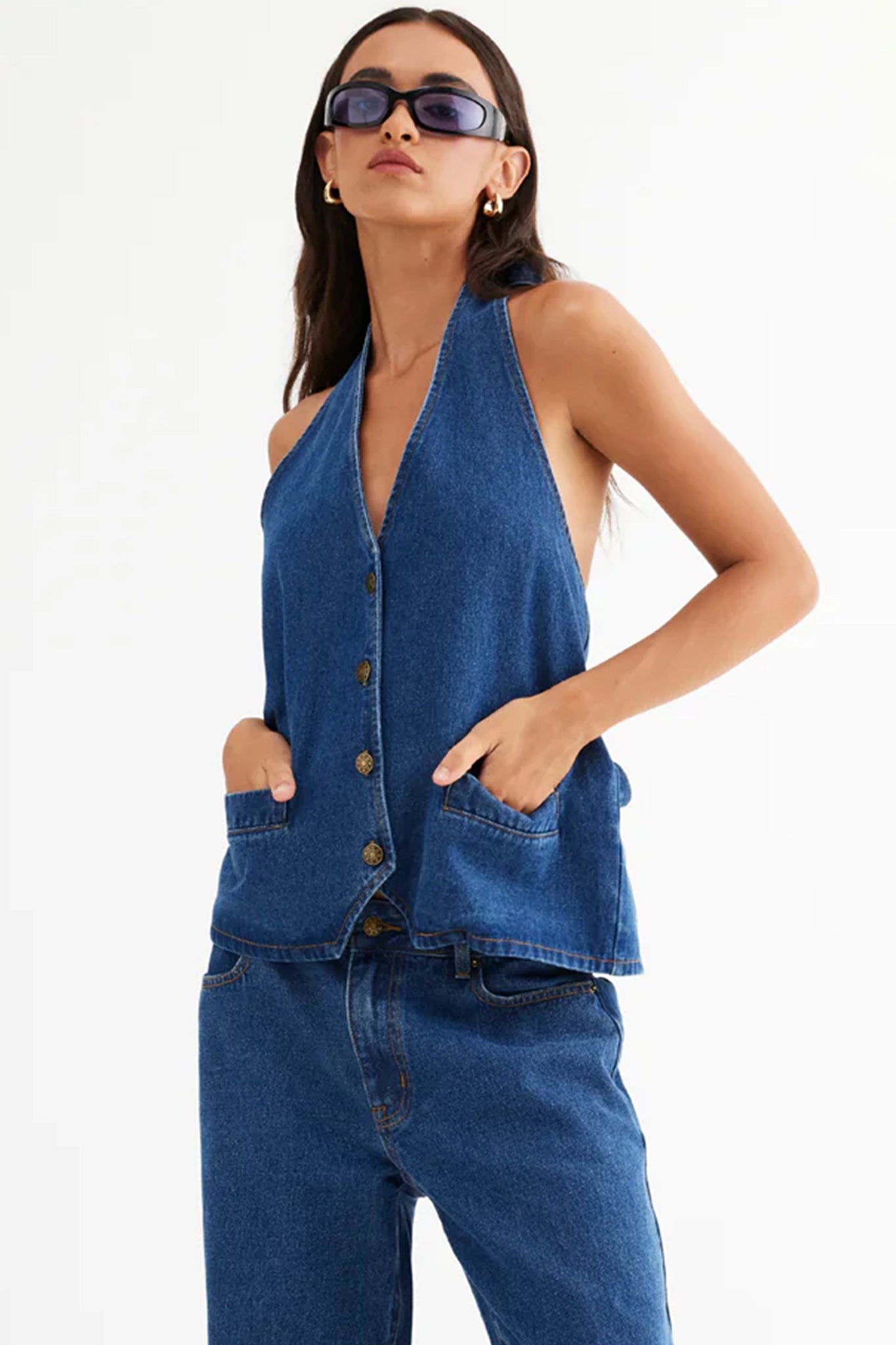 LIONESS Hills Halter Dark Denim by Selfie Leslie Australia