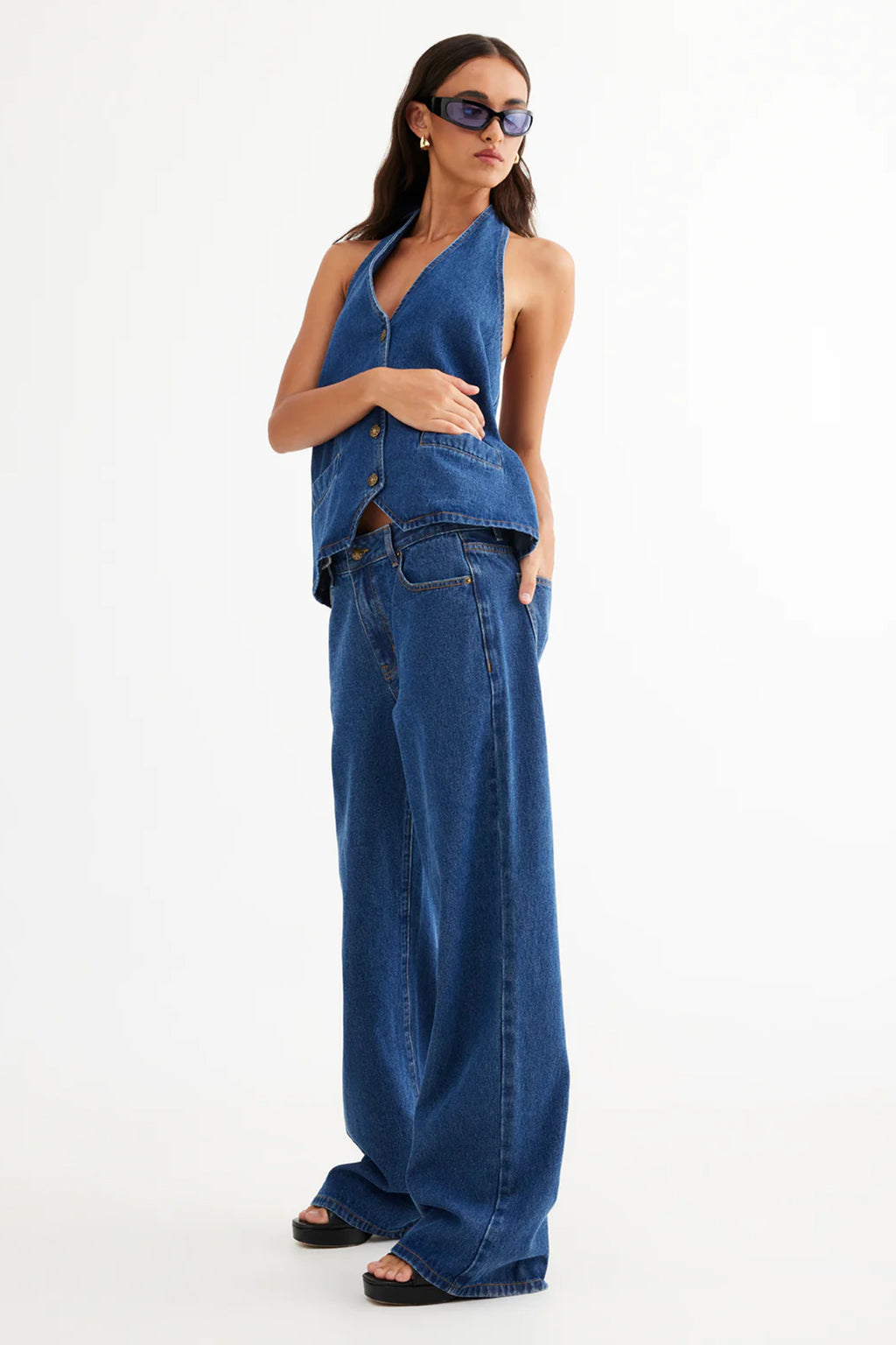LIONESS Hills Halter Dark Denim by Selfie Leslie Australia