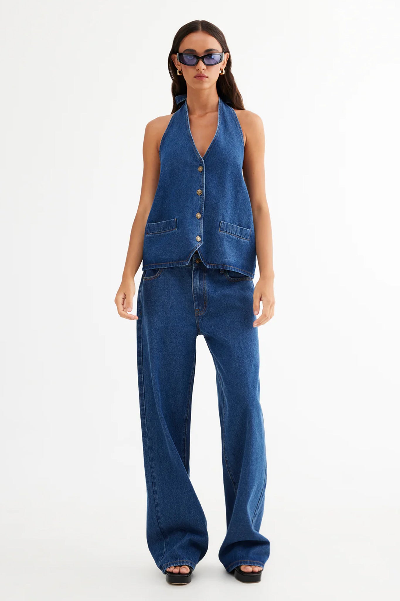 LIONESS Hills Halter Dark Denim by Selfie Leslie Australia