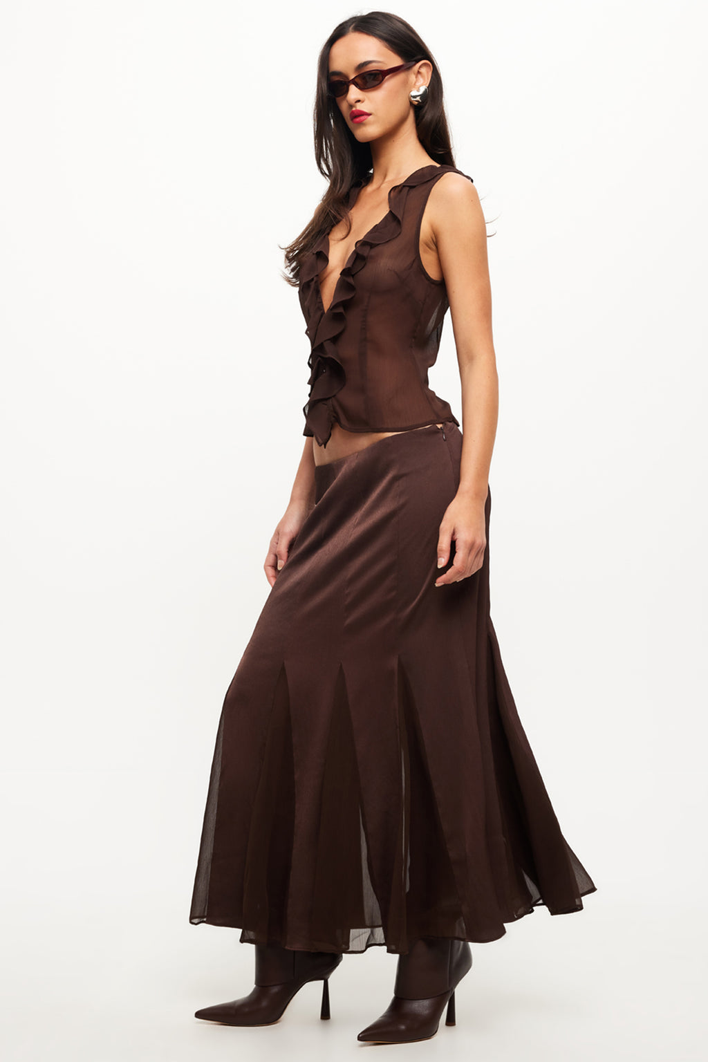 Lioness Rose Maxi Skirt Chocolate by Selfie Leslie Australia