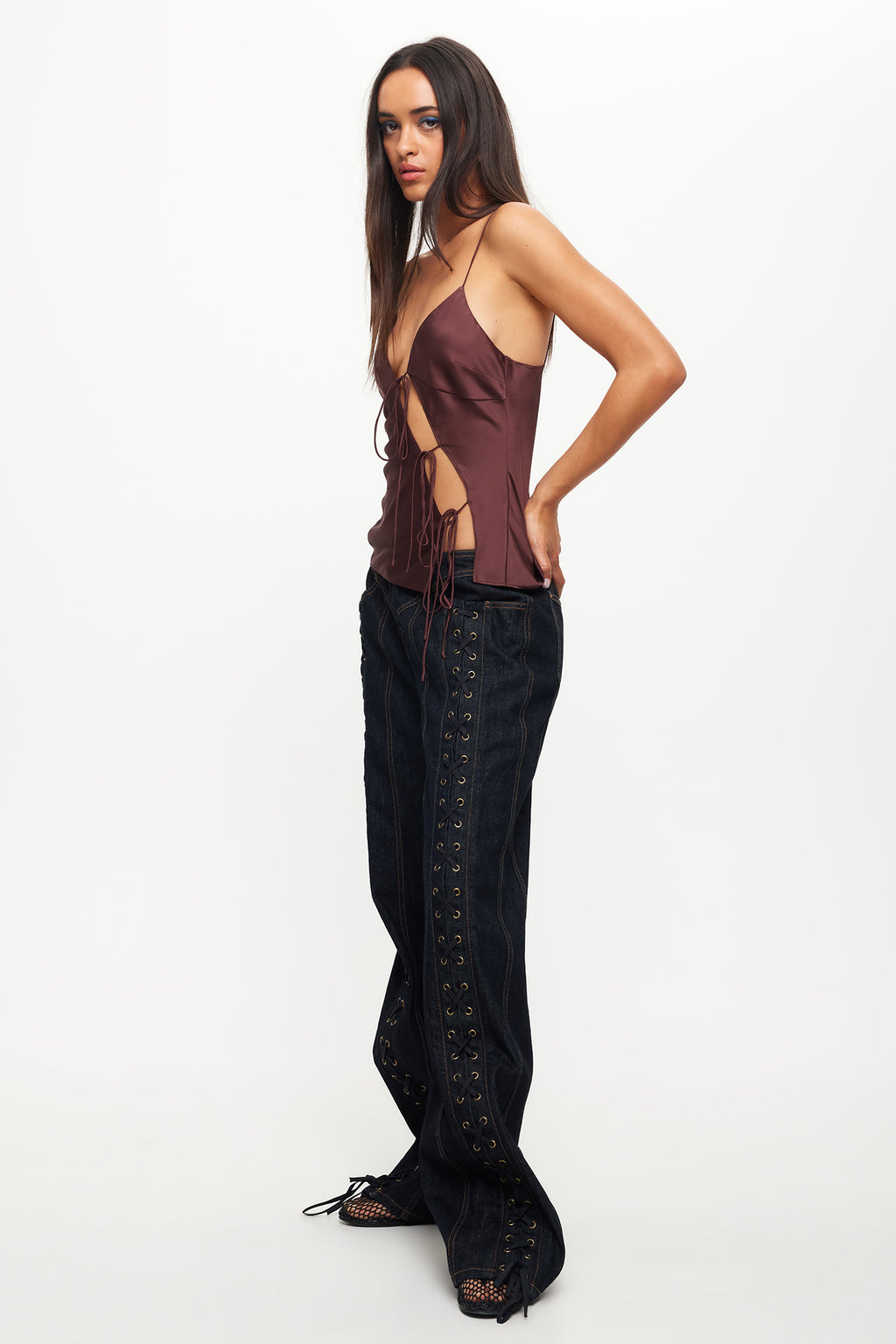 LIONESS Daydream Tie-Up Jeans Dark Denim by Selfie Leslie Australia