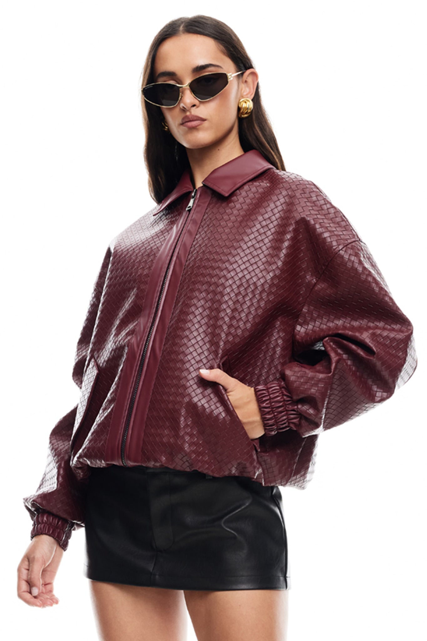 LIONESS Kenny Bomber Jacket Burgundy by Selfie Leslie Australia