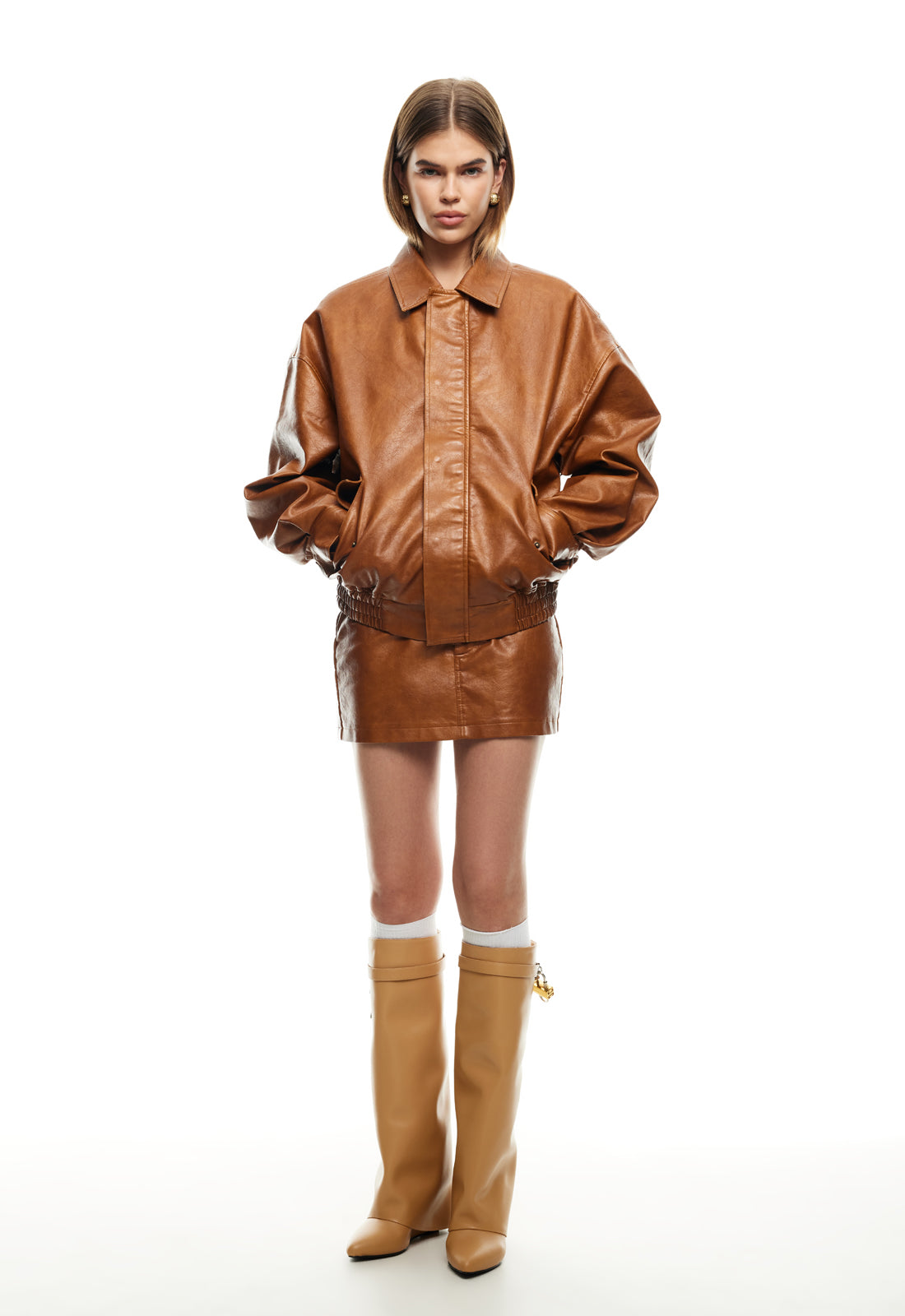 LIONESS Uma Mini Skirt Tan by Selfie Leslie Australia