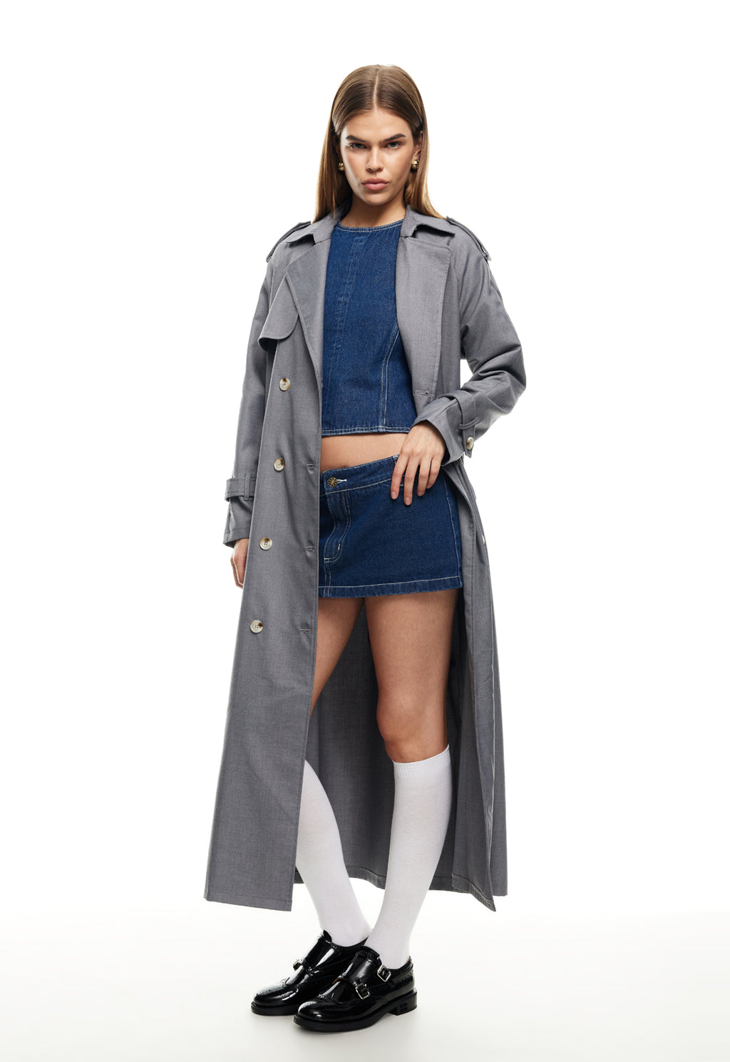 LIONESS Trencherous Coat Slate by Selfie Leslie Australia