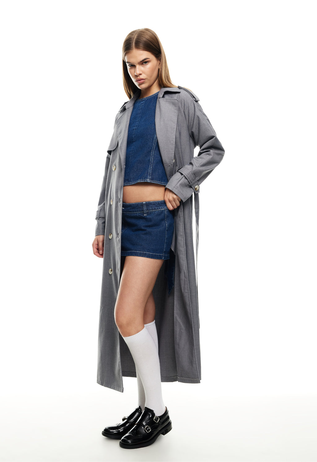 LIONESS Trencherous Coat Slate by Selfie Leslie Australia