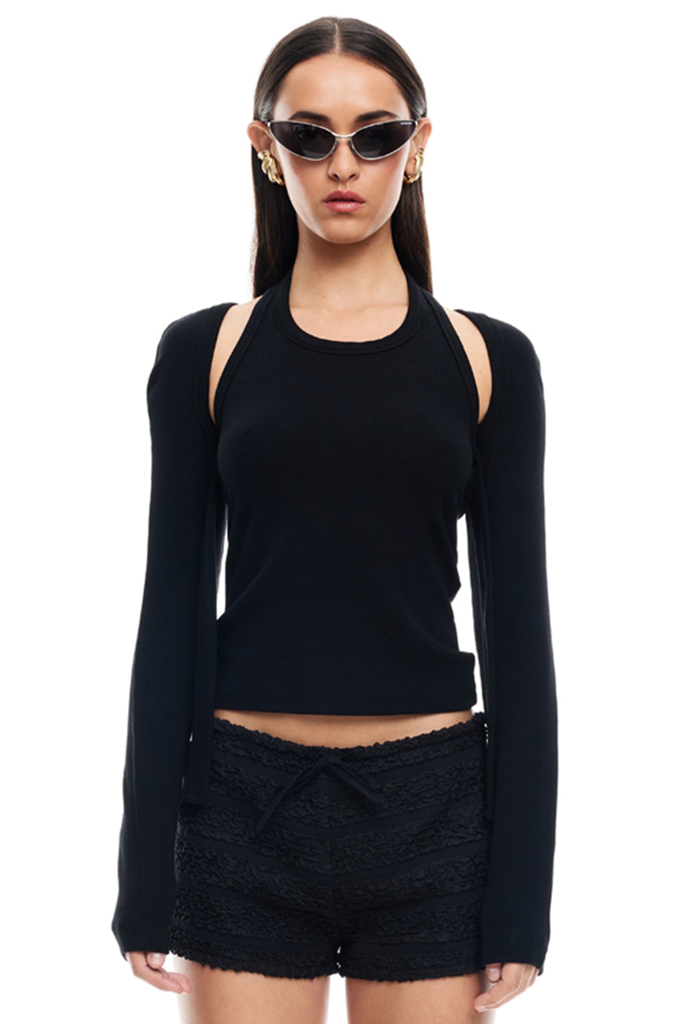 LIONESS Sculpted Long Sleeve Tank Onyx by Selfie Leslie Australia