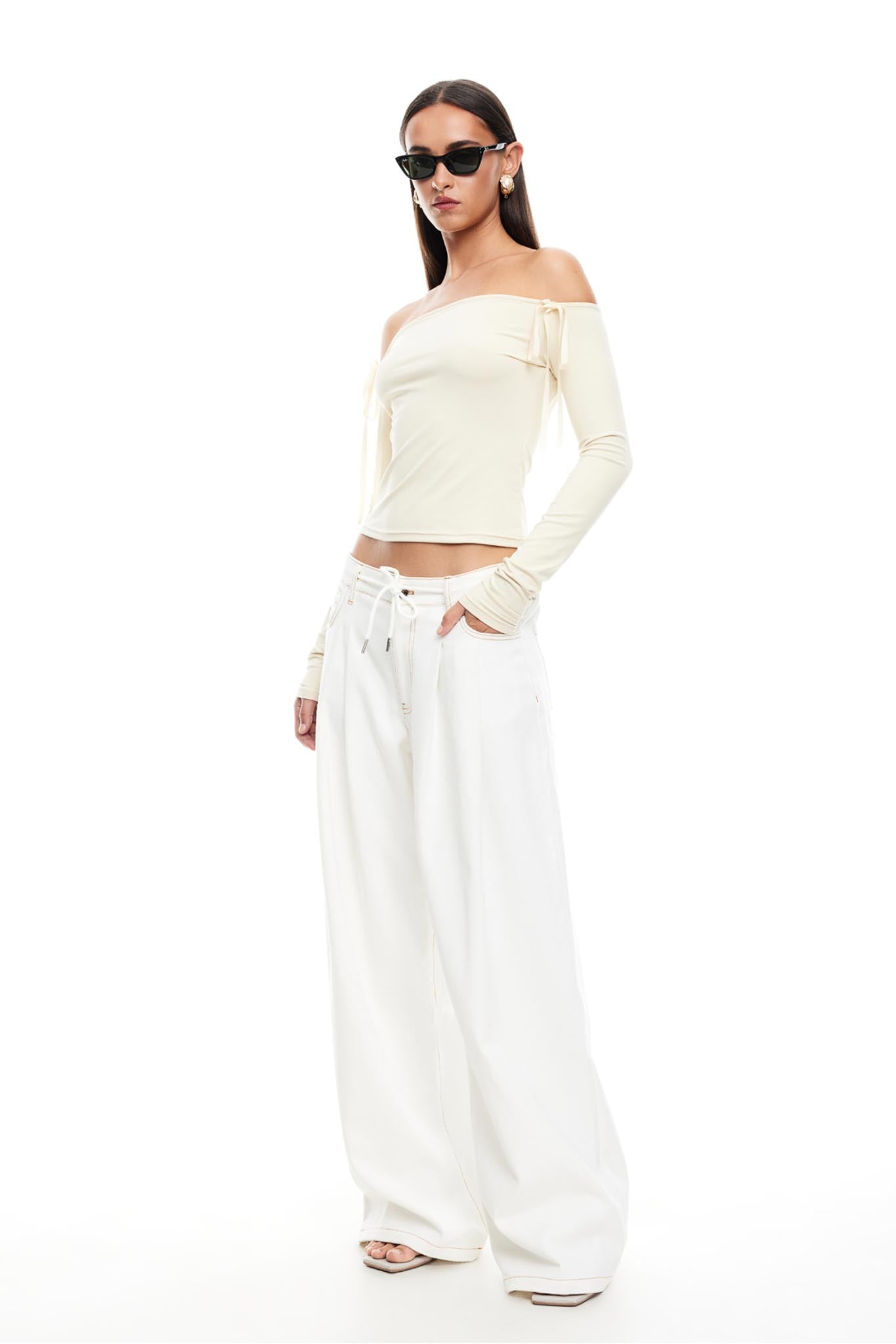 LIONESS Insightful Off Shoulder Top Ivory by Selfie Leslie Australia