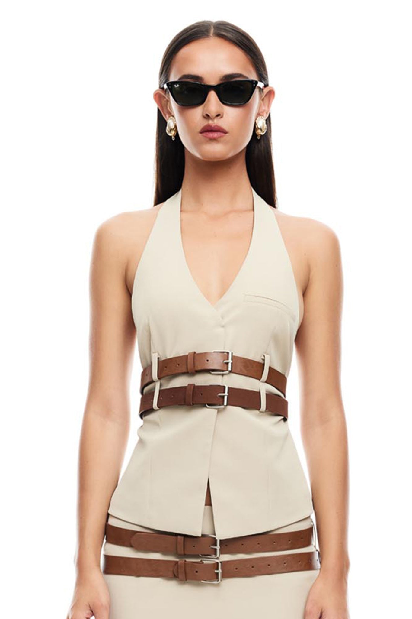LIONESS Ethereal Buckle Top Beige by Selfie Leslie Australia