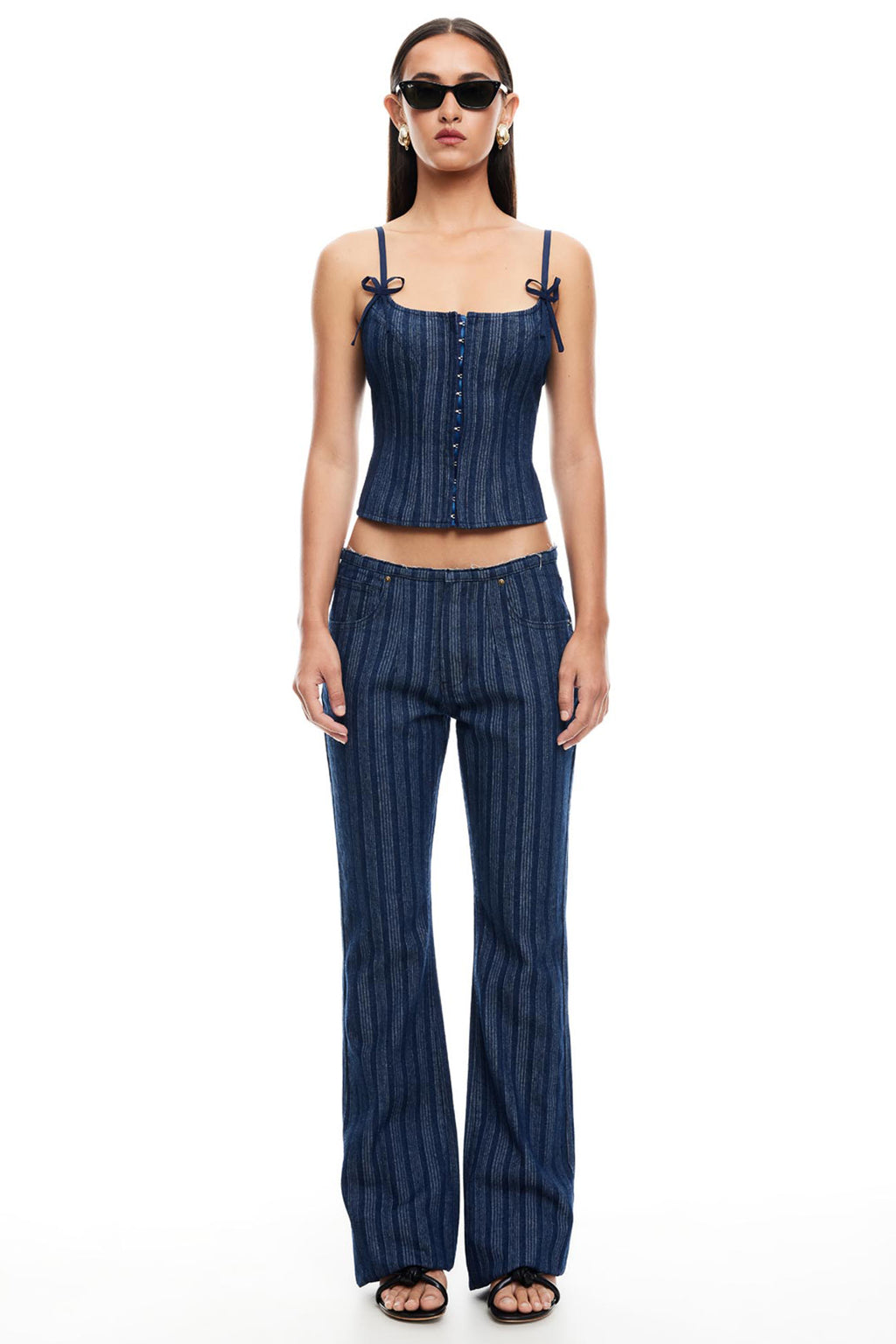 LIONESS Charismatic Denim Corset Navy by Selfie Leslie Australia