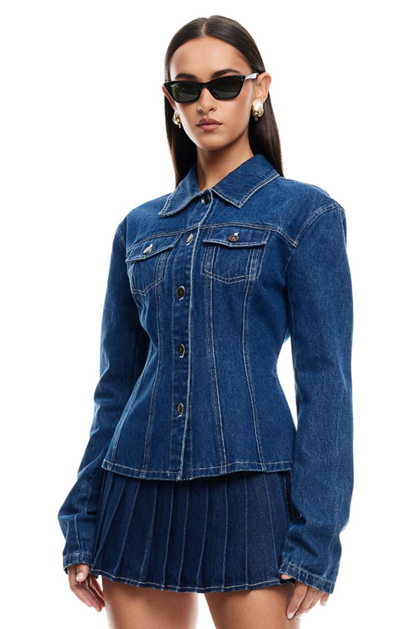 LIONESS Rider Denim Jacket Blue by Selfie Leslie Australia