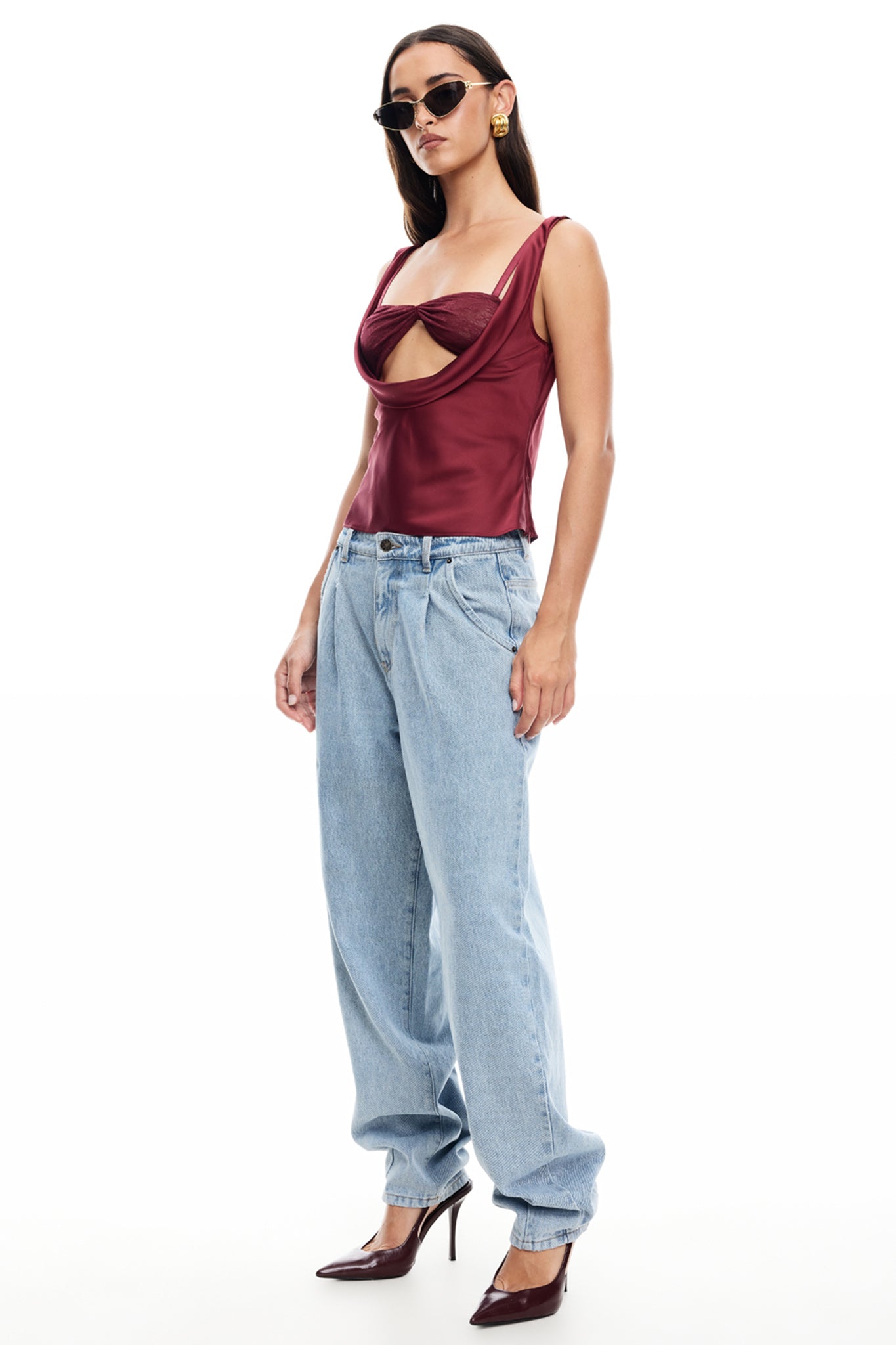 LIONESS Delilah Top Burgundy by Selfie Leslie Australia