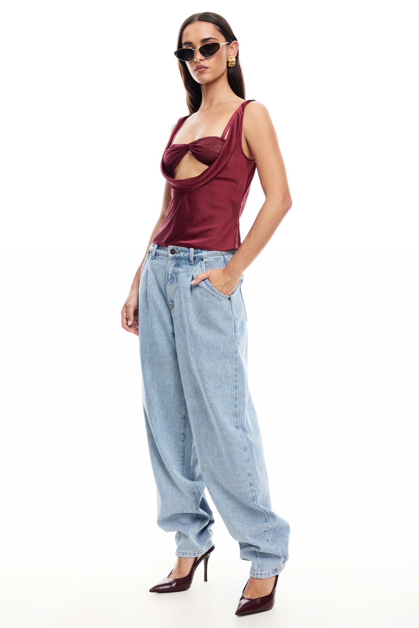 LIONESS Delilah Top Burgundy by Selfie Leslie Australia