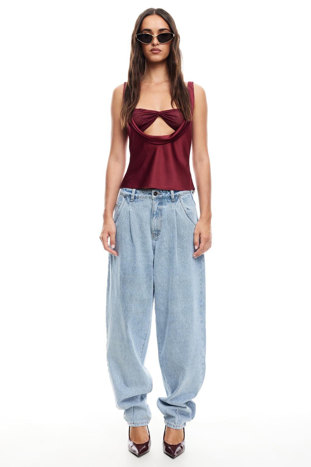 LIONESS Delilah Top Burgundy by Selfie Leslie Australia