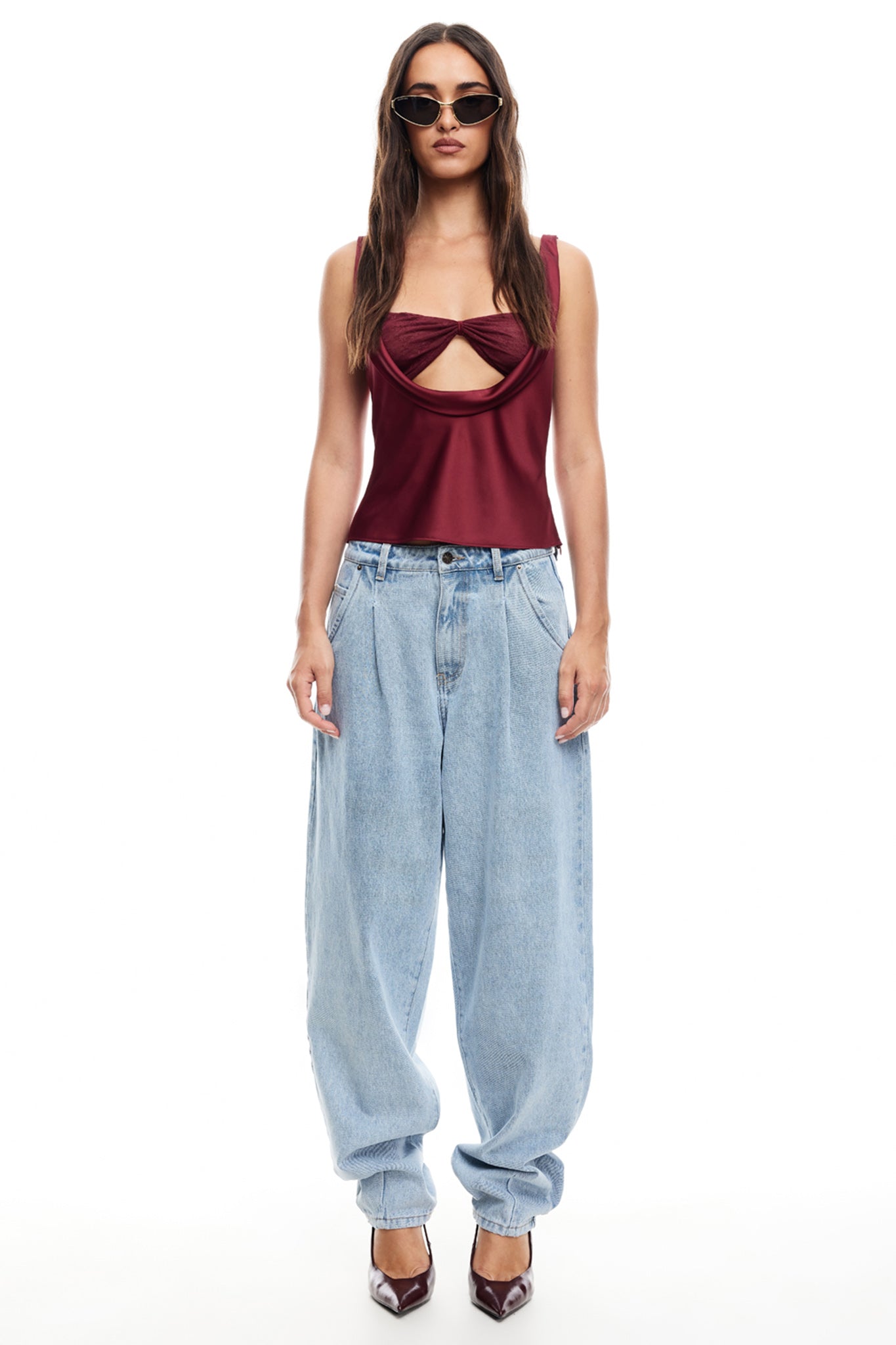 LIONESS Delilah Top Burgundy by Selfie Leslie Australia