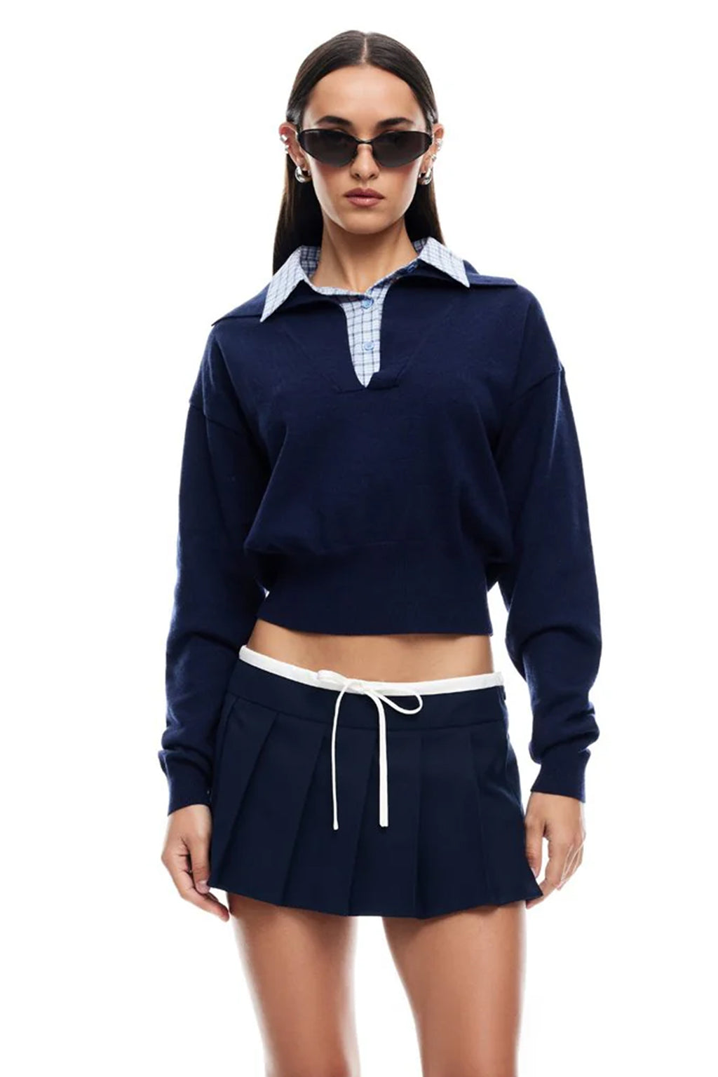 LIONESS Racquet Club Knit Sweater Navy by Selfie Leslie Australia