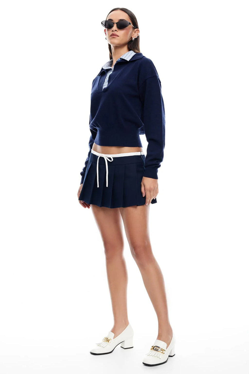 LIONESS Racquet Club Knit Sweater Navy by Selfie Leslie Australia