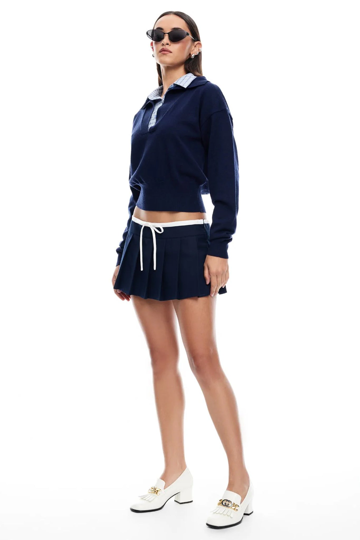 LIONESS Racquet Club Knit Sweater Navy by Selfie Leslie Australia