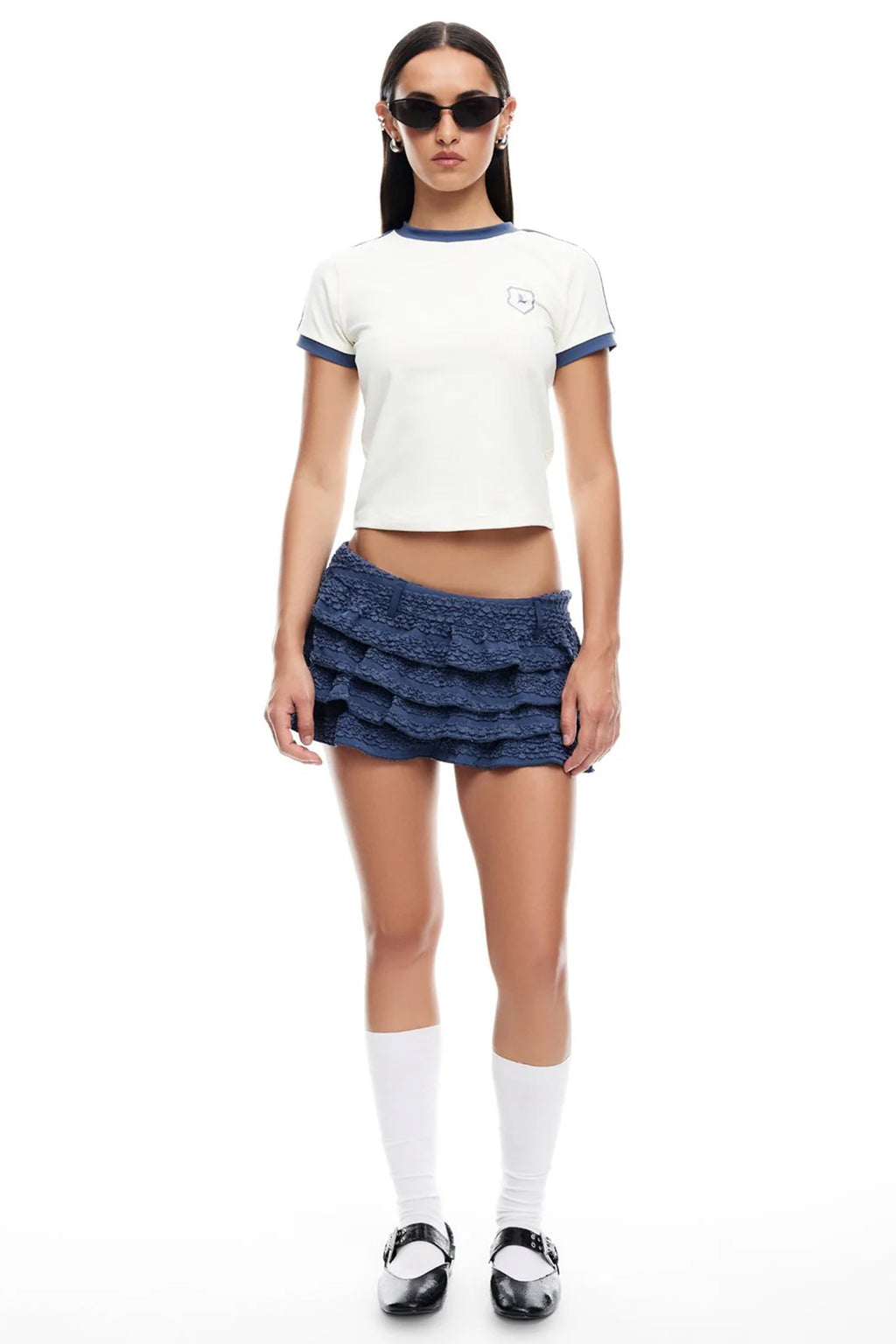 LIONESS Match Point Mini Skort Ivory Navy by Selfie Leslie Australia