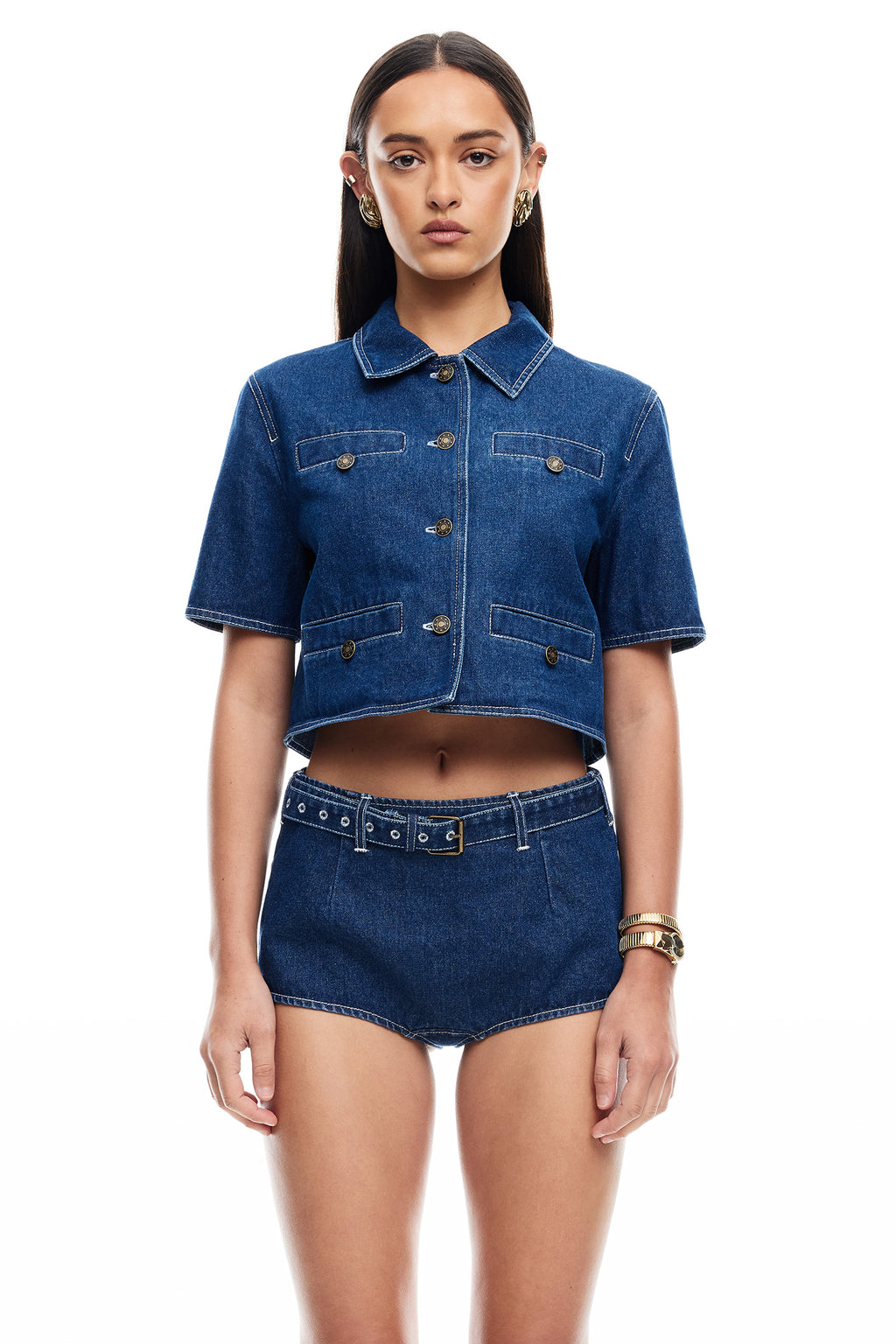 LIONESS Halston Denim Top Blue Denim by Selfie Leslie Australia