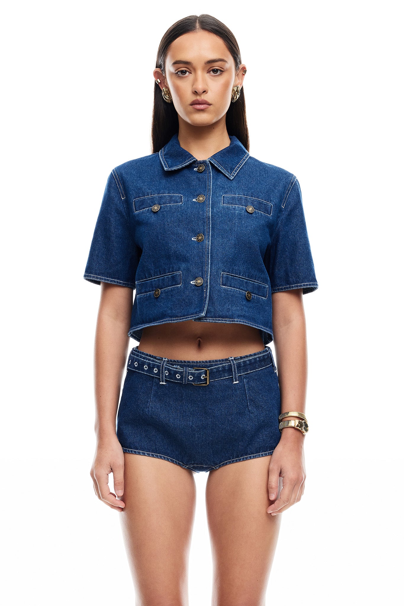 LIONESS Halston Denim Top Blue Denim by Selfie Leslie Australia