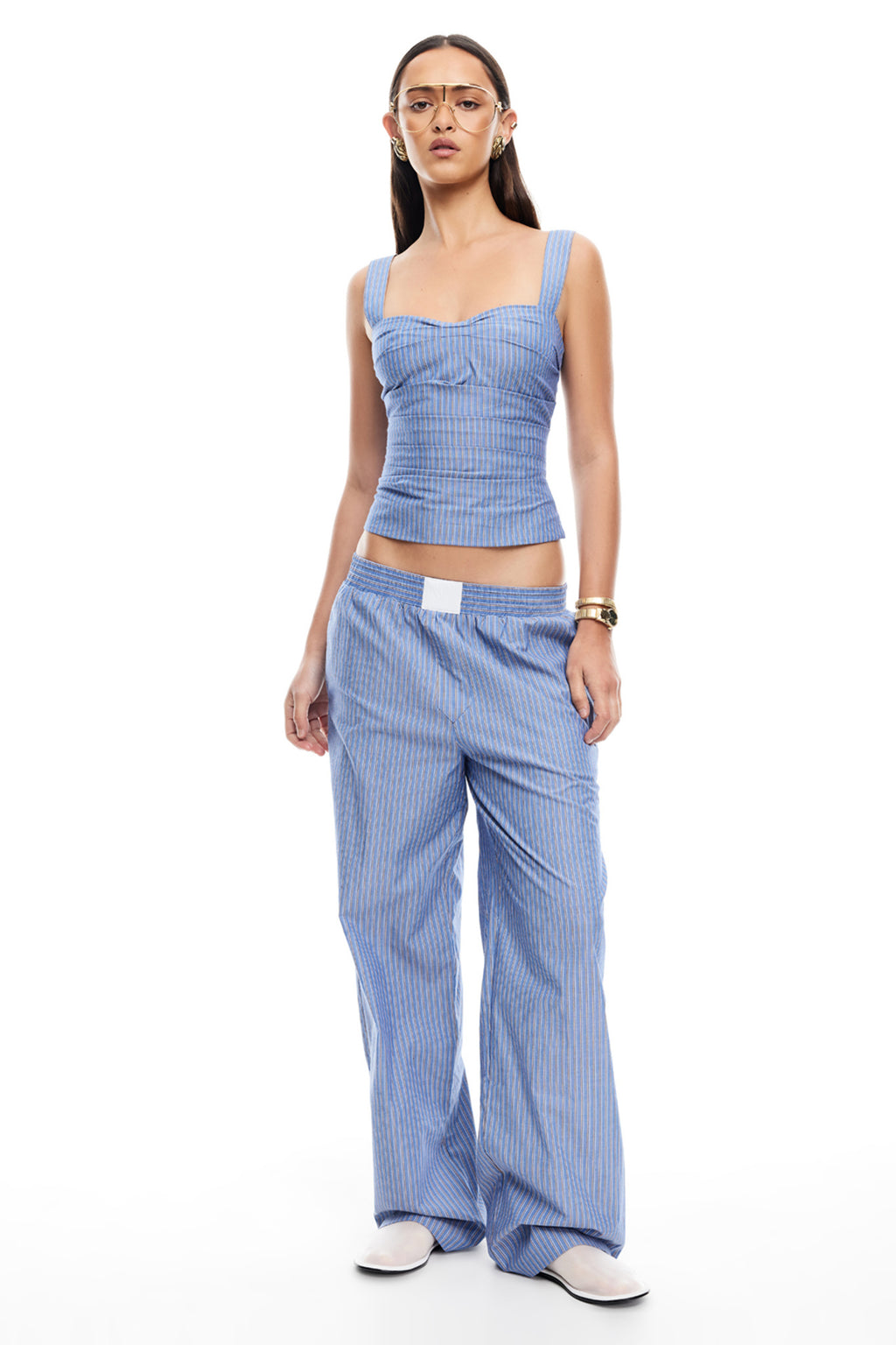 LIONESS Cobain Pants Navy Stripe by Selfie Leslie Australia