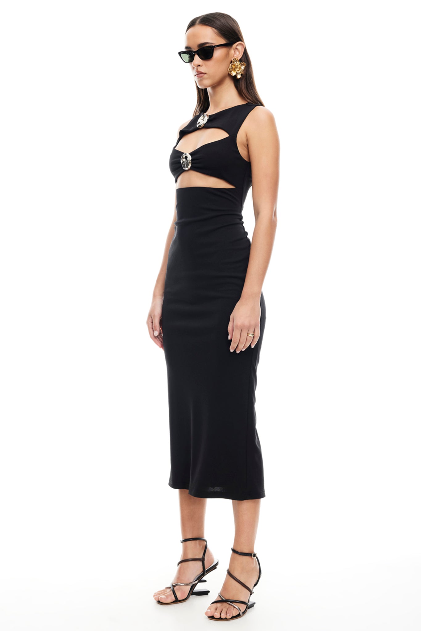 LIONESS After Hours Midi Dress Onyx by Selfie Leslie Australia