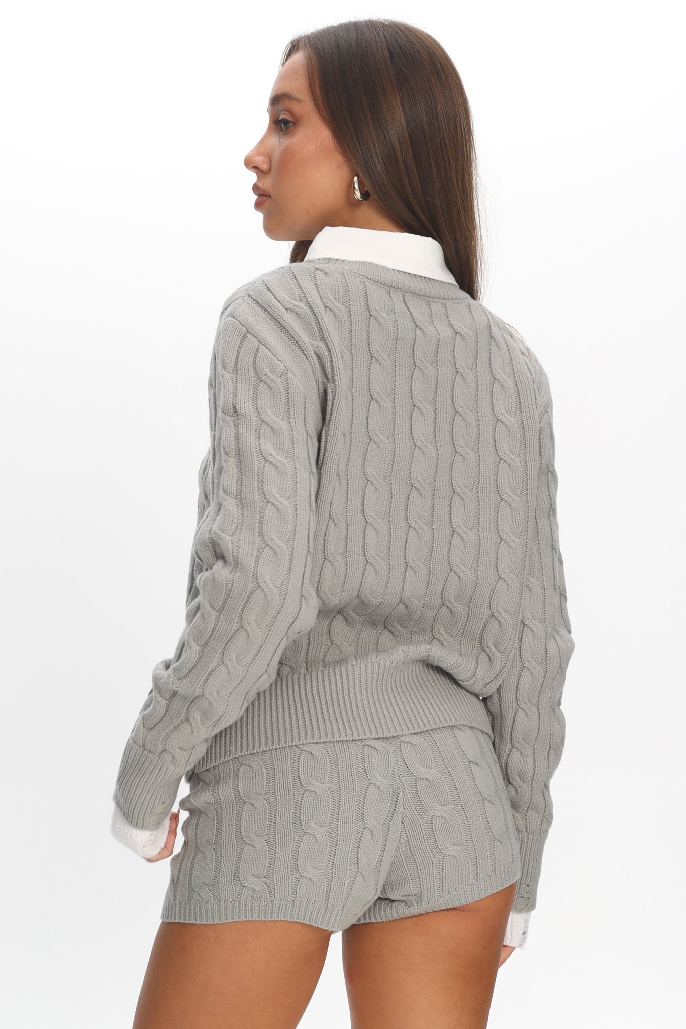 LIONESS Coastal Cable Knit Sweater Cloud by Selfie Leslie Australia