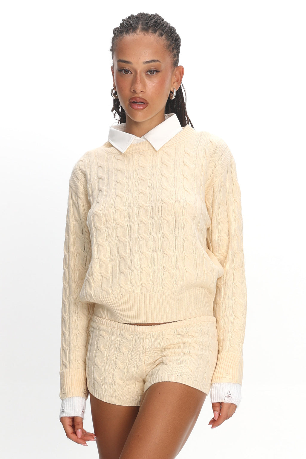 LIONESS Costal Cable Knit Sweater Cream by Selfie Leslie Australia
