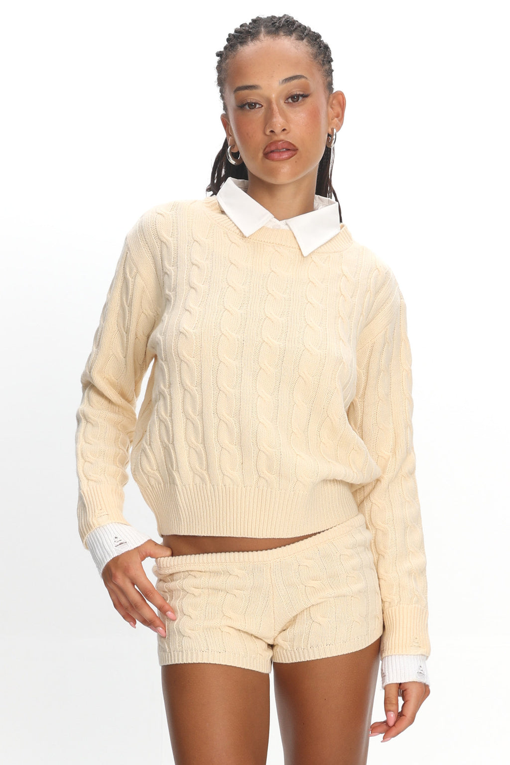 LIONESS Reborn Mini Shorts Cream by Selfie Leslie Australia