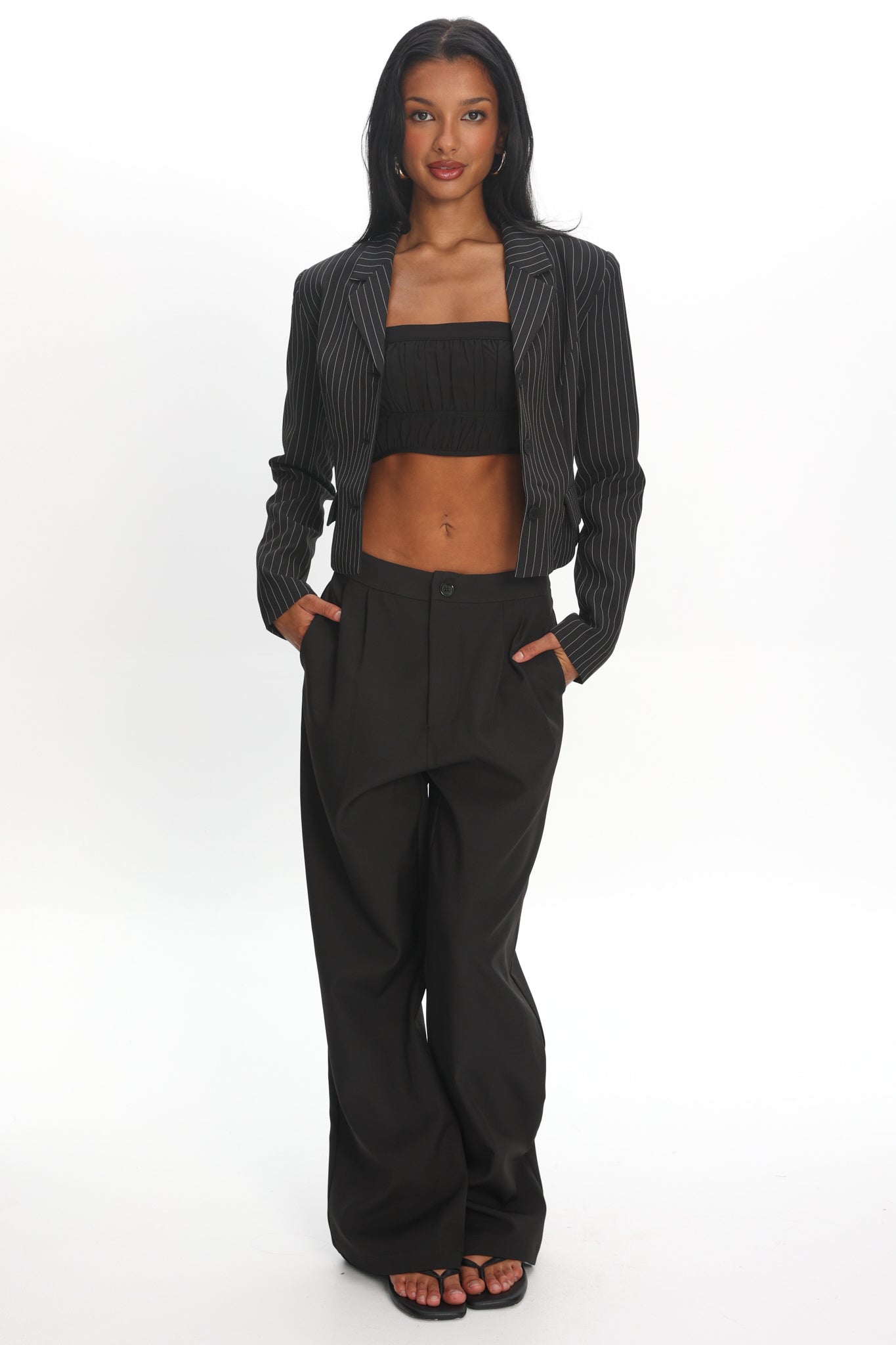 LIONESS Lune Blazer Onyx Pinstripe by Selfie Leslie Australia