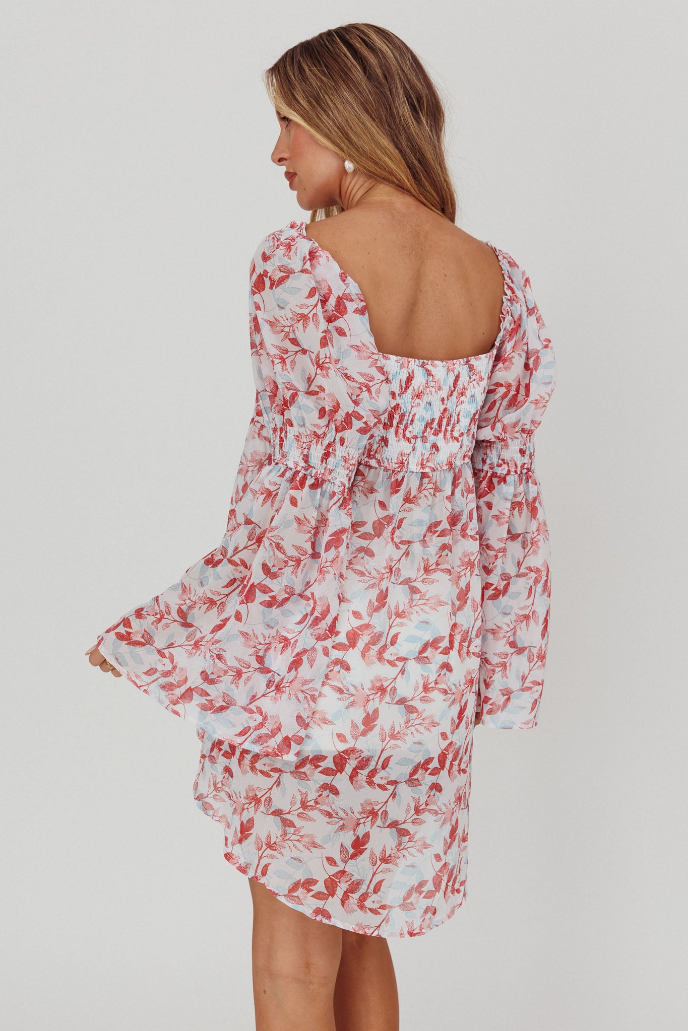 Ganyah Tie Front Blouse Print Brick by Selfie Leslie Australia