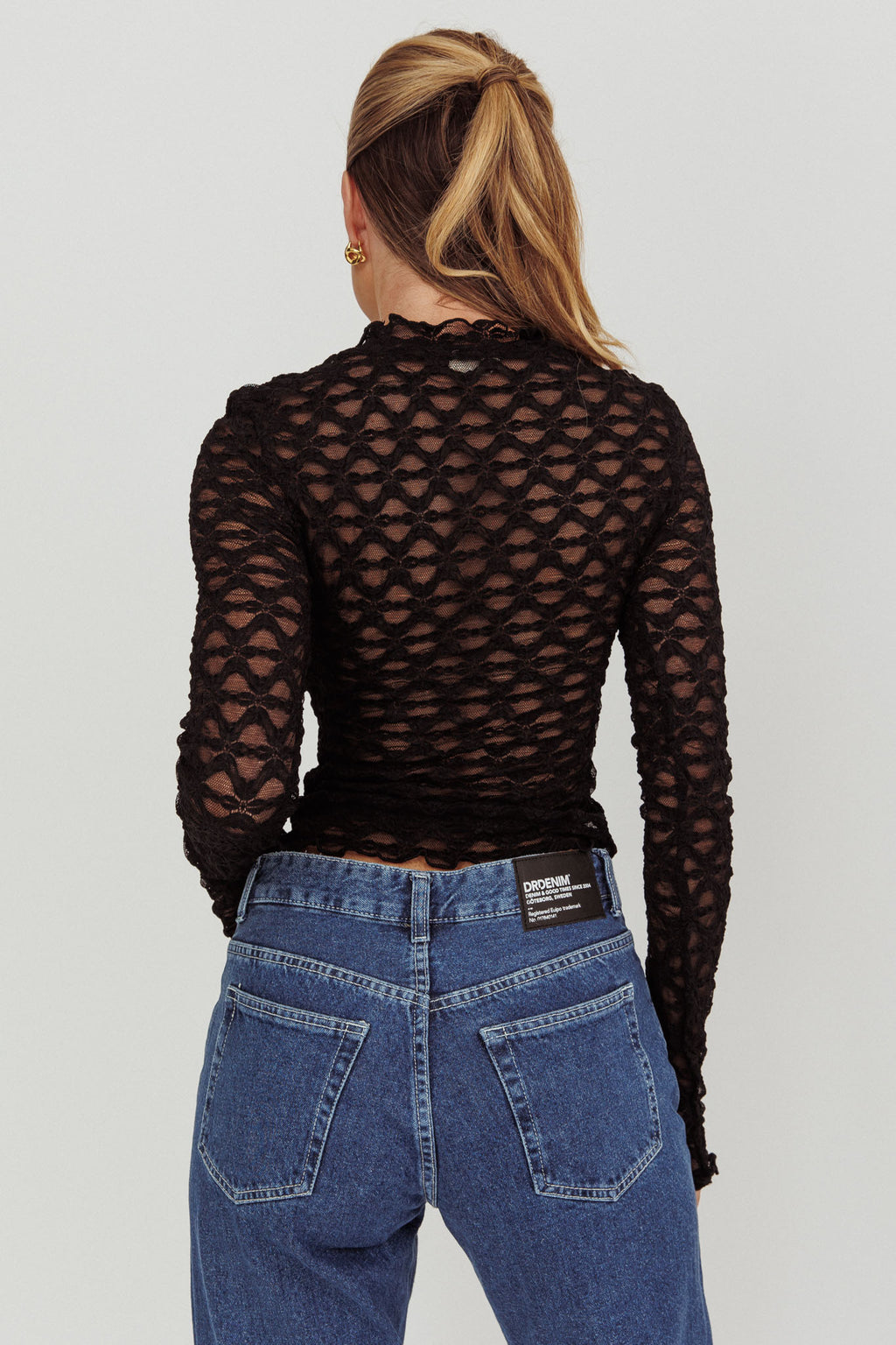 Not Shy Long Sleeve Lace Top Black by Selfie Leslie Australia