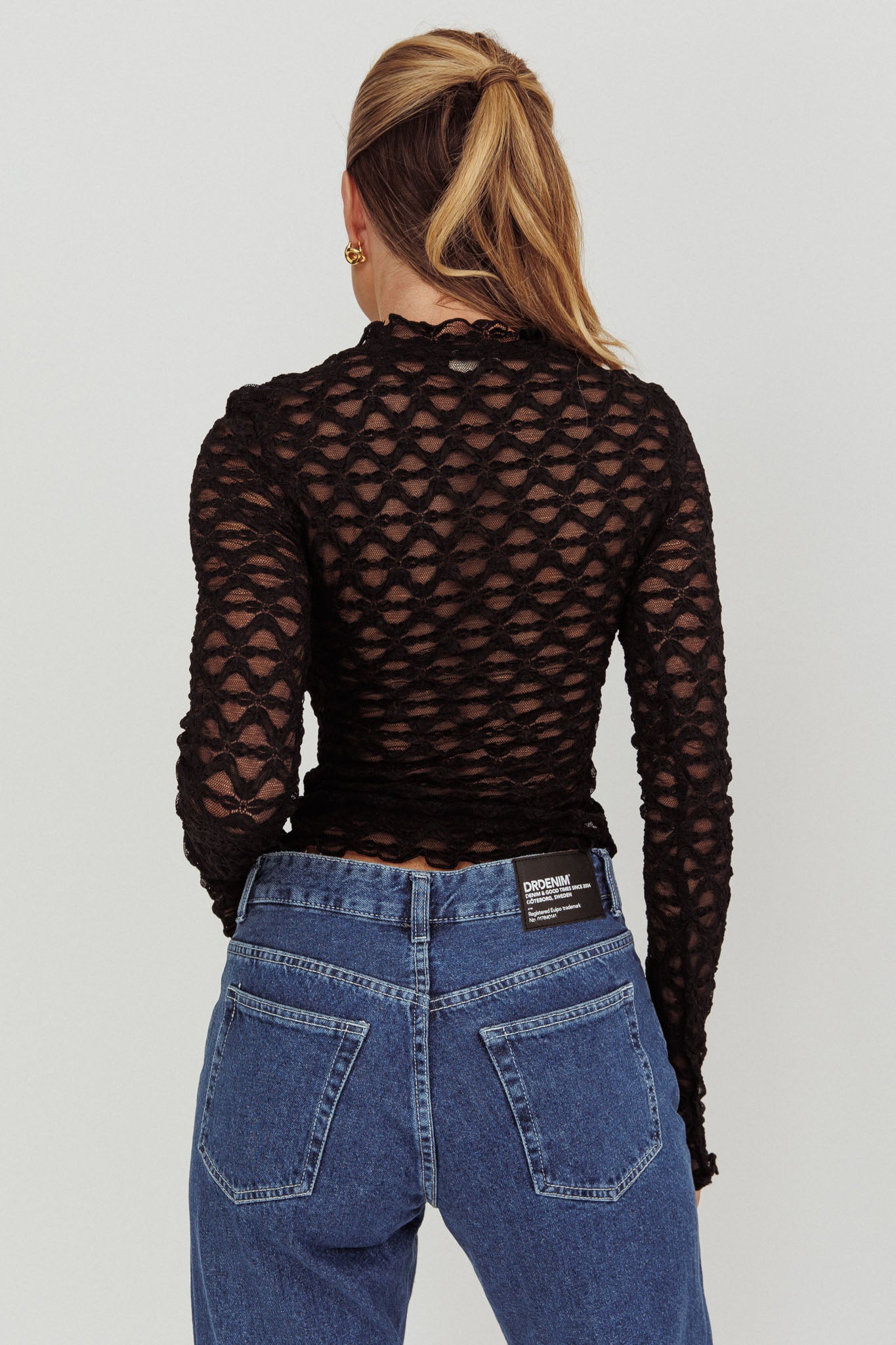 Not Shy Long Sleeve Lace Top Black by Selfie Leslie Australia